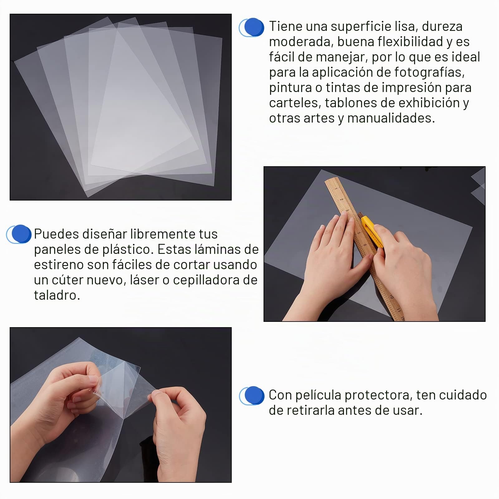AHANDMAKER 20 Piezas de Placa de Poliestireno Flexible Transparente, 20x30cm Hoja de Plástico Transparente con Papel Protector para Artesanía, Ventanas, Marcos de Fotos