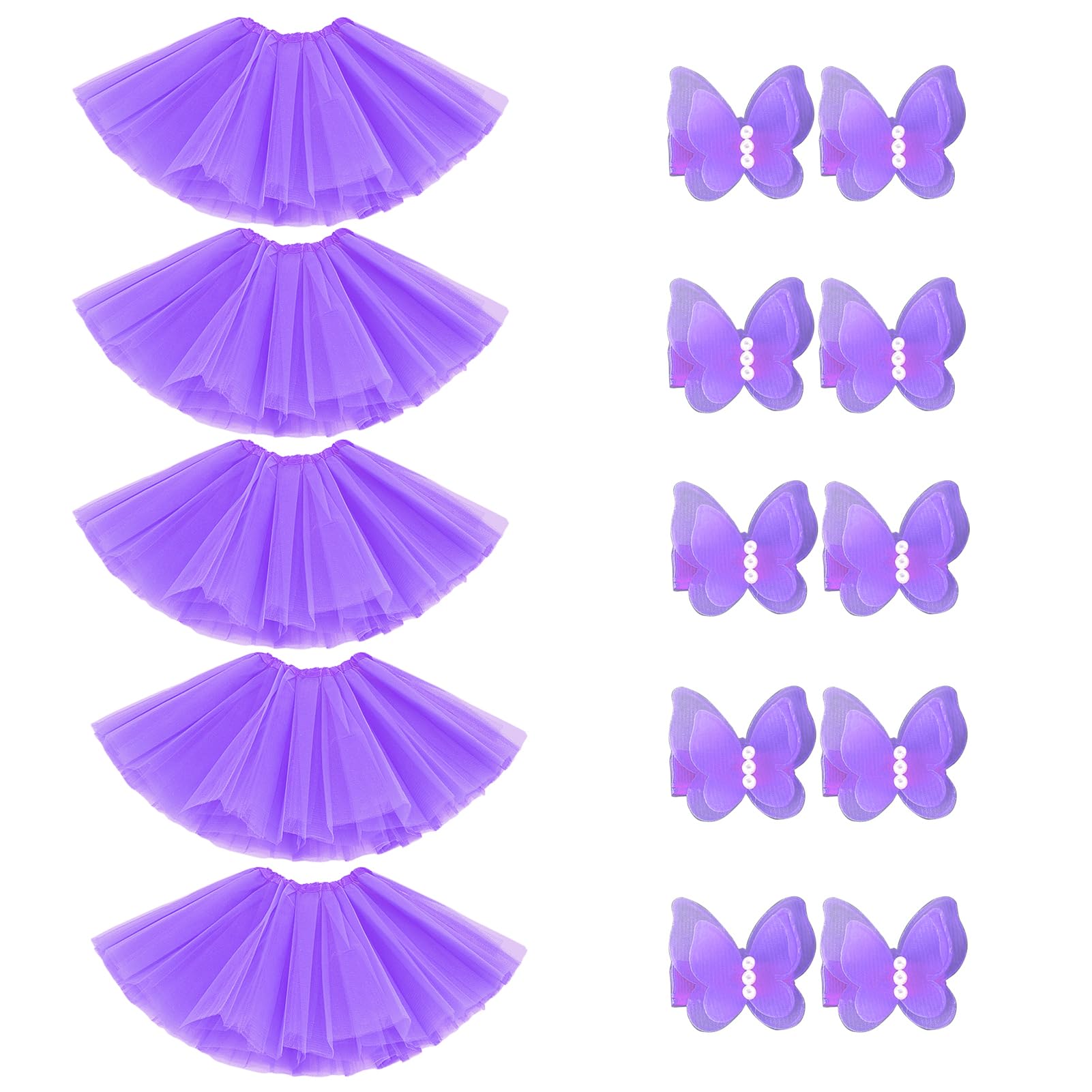 BGFKS Tutu Skirt for Girls,5 Pack Tutu Skirt Set with Hairclips for 2-8 Years.