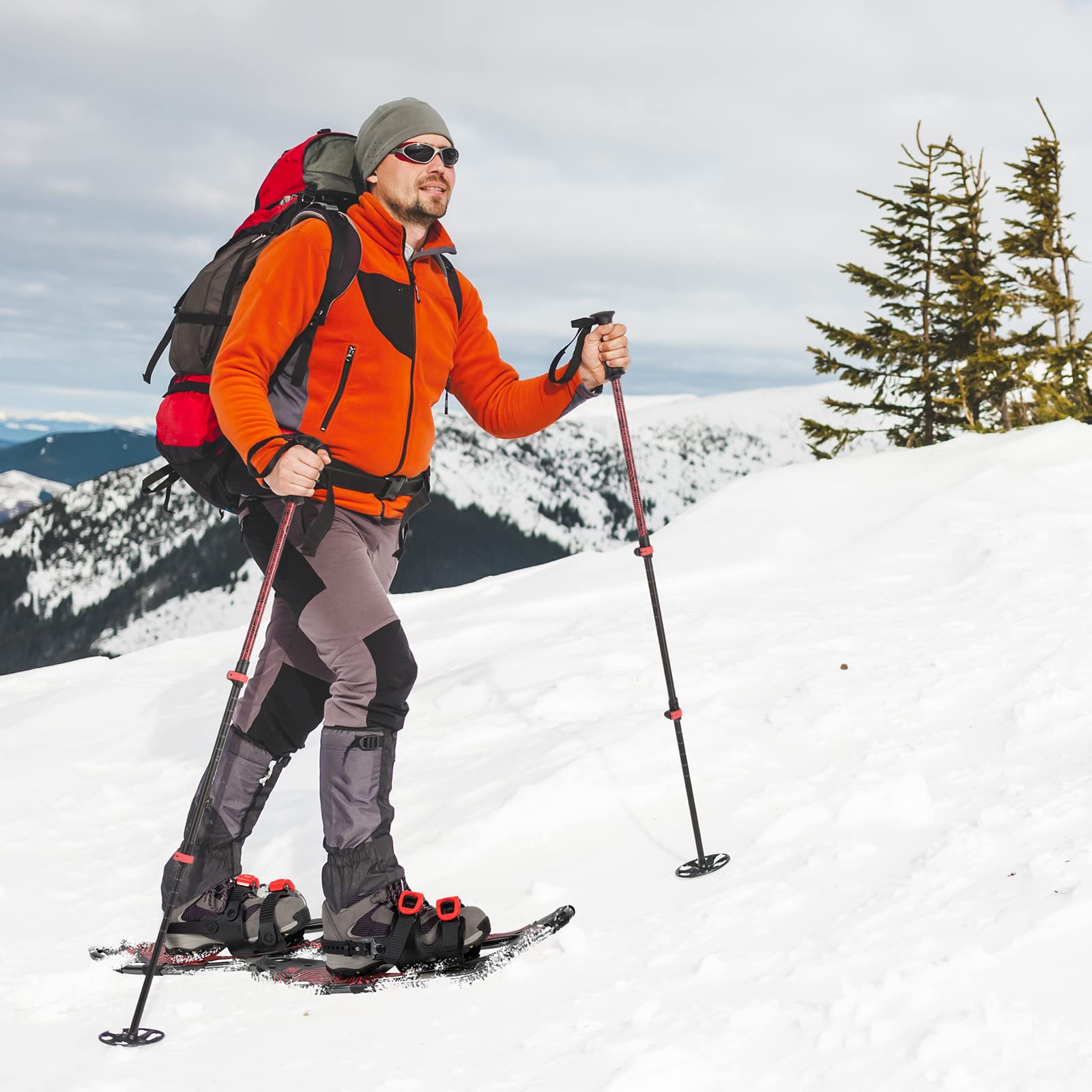 G2 30 pollici rosso leggero racchette da neve per donne uomini giovani, set con borsa tote, speciale veloce Ratchet Binding