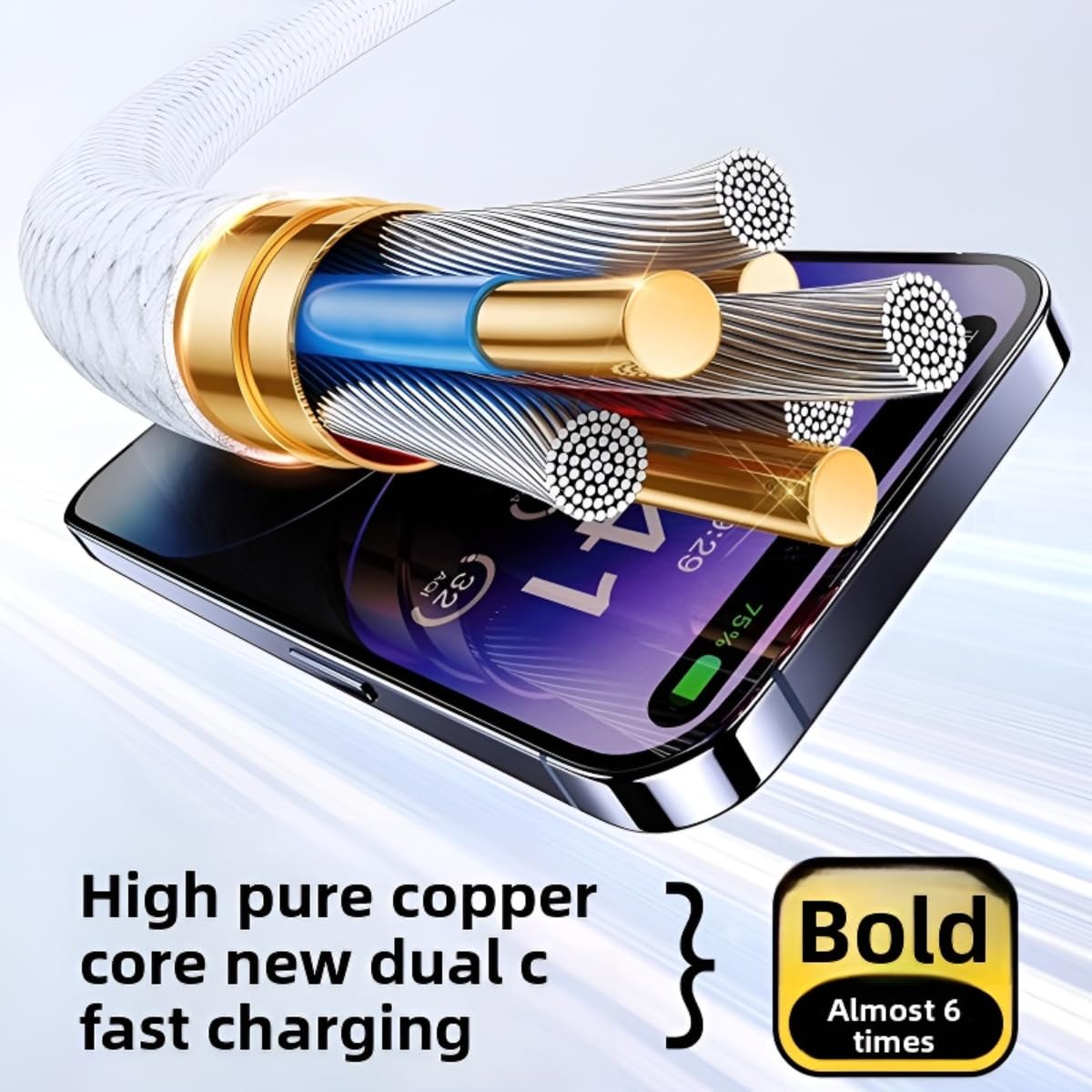 Cavo di ricarica da USB-C a USB-C (confezione da 2 m), cavo di ricarica veloce, cavo da 60 W da tipo C a tipo C, adatto per iPhone 16/15 Pro Max Plus 16E, iPad Air/Pro, cavo intrecciato in