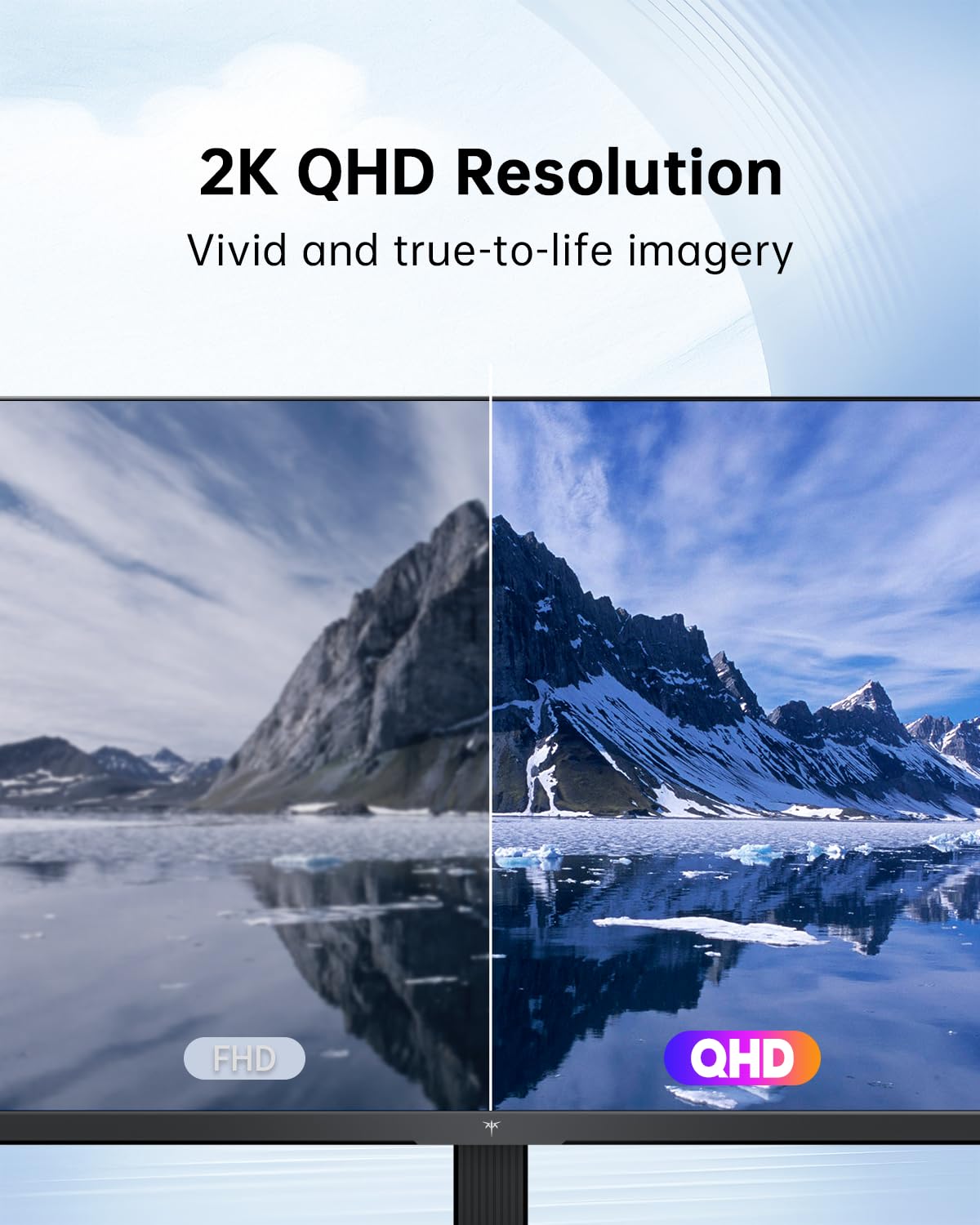 KTC 27 Inch Computer Monitor - QHD (2560 x 1440) Display, Up to 120Hz Monitor, IPS Panel, 123% sRGB, HDMI 2.0 x 2 & DP 1.4 x1, Adaptive Sync, Eye-Friendly Screen PC Monitors for Work Gaming, H27D9 — view 2