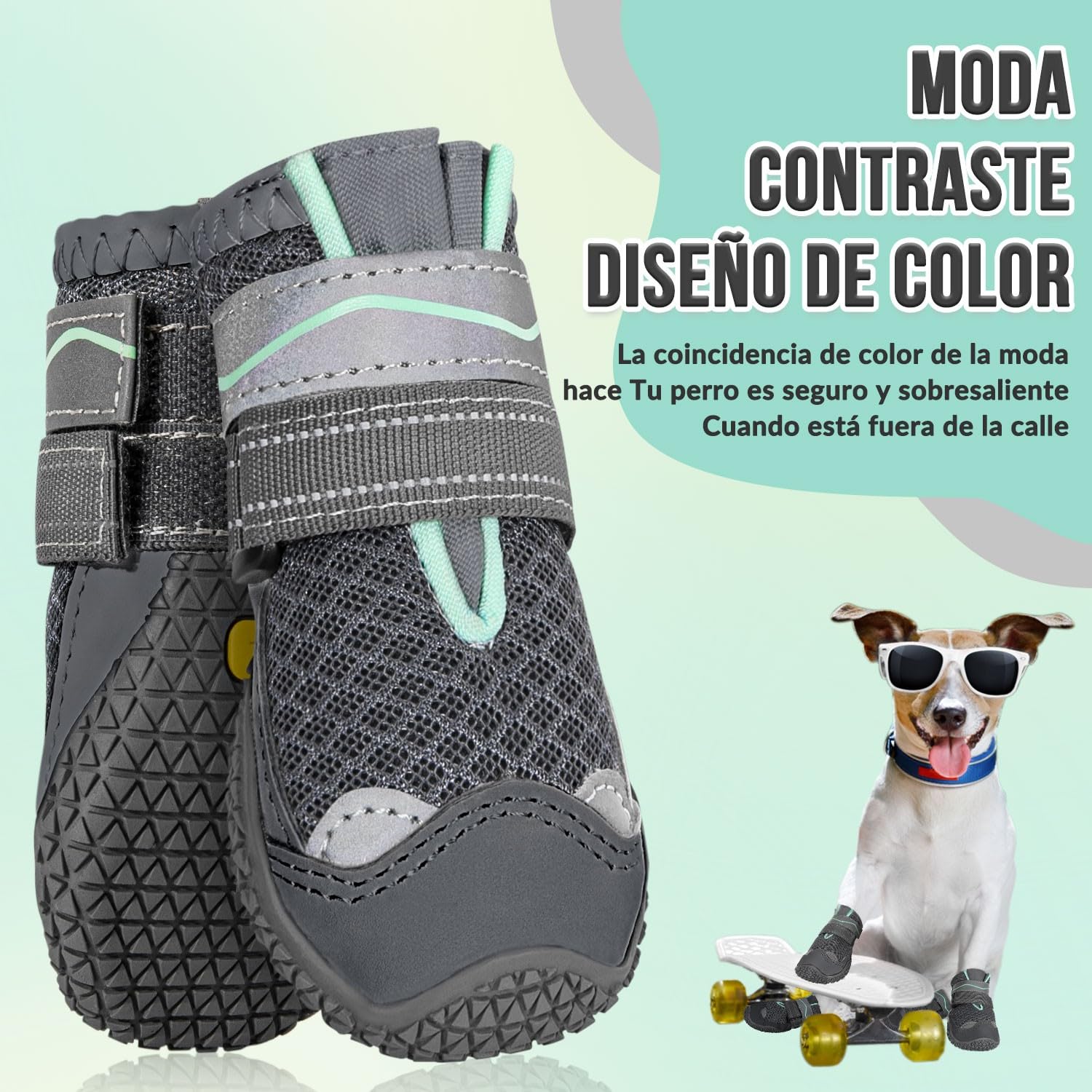 SlowTon Protección de Las Patas de los Zapatos de Perro, Zapatos de Perro Antideslizantes e Impermeables, Suela de Goma Reflectante, Botas de Perro de Nieve de Invierno para Mascotas