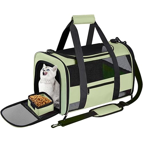 CUSSIO Pet Carrier Dog Carrier Pet Carrier Airline Approved for Small Dogs Medium Cats Puppies Under 15 Lbs, Collapsible Soft Sided Dog Travel Carriers for Puppy and Kitten- Green