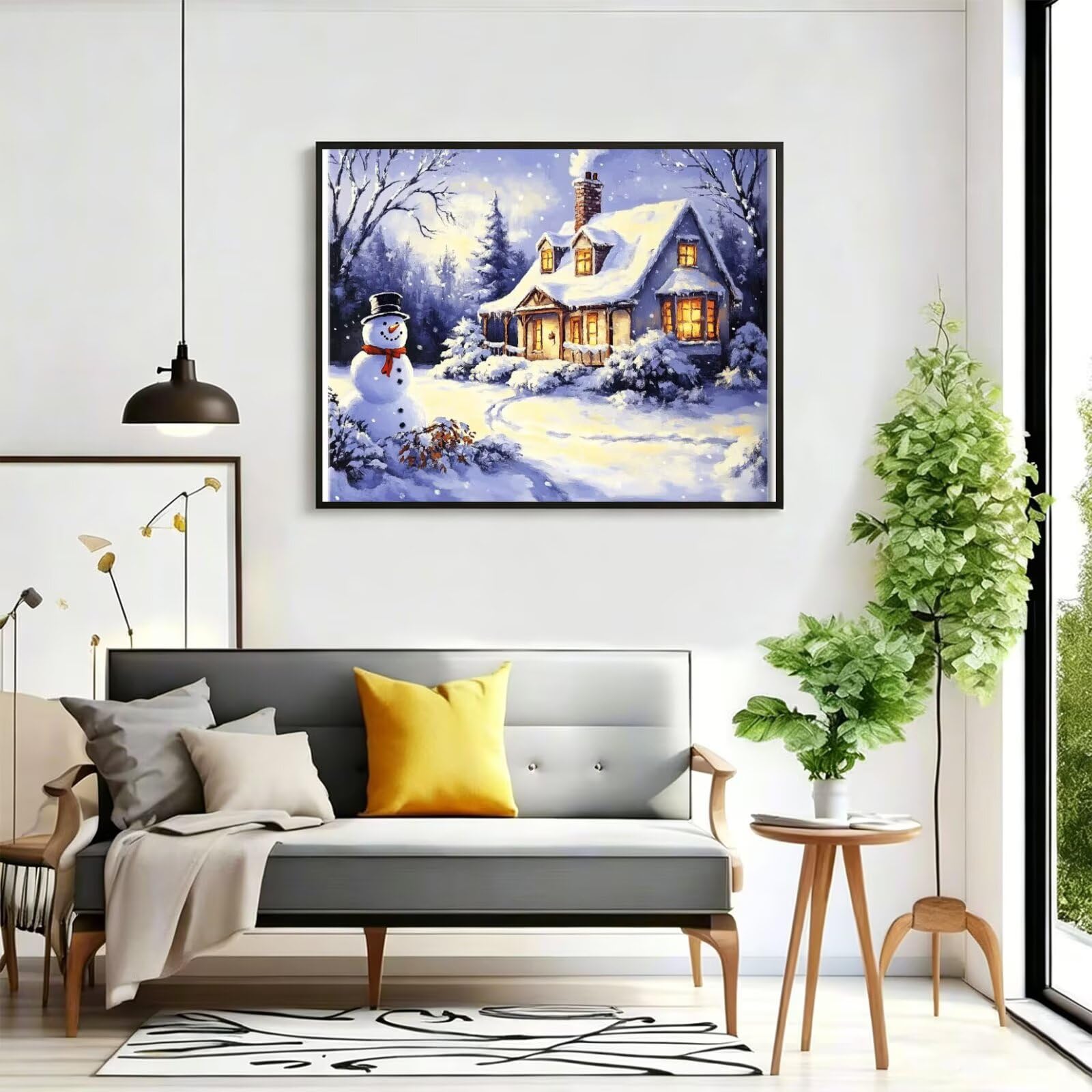 Pintar por Numeros nieve Pinturas Acrilicas casa Pintura por Numeros Adultos DIY Lienzos para Pintar, Pintura Acrilica Manualidades, Decoración para Hogar, Regalos Cumpleaños, 70x90cm Sin Marco, q-906