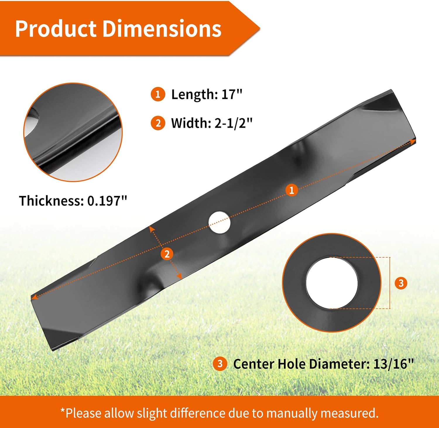 M145476 Mower Blades Fit for John Dee re 48" Deck, M127500 High Lift Blades for John Dee re 48in Mower Z425 X300 X320 X350, Replace for M127673 M146715 AM141907 AM148663, 3 Pack