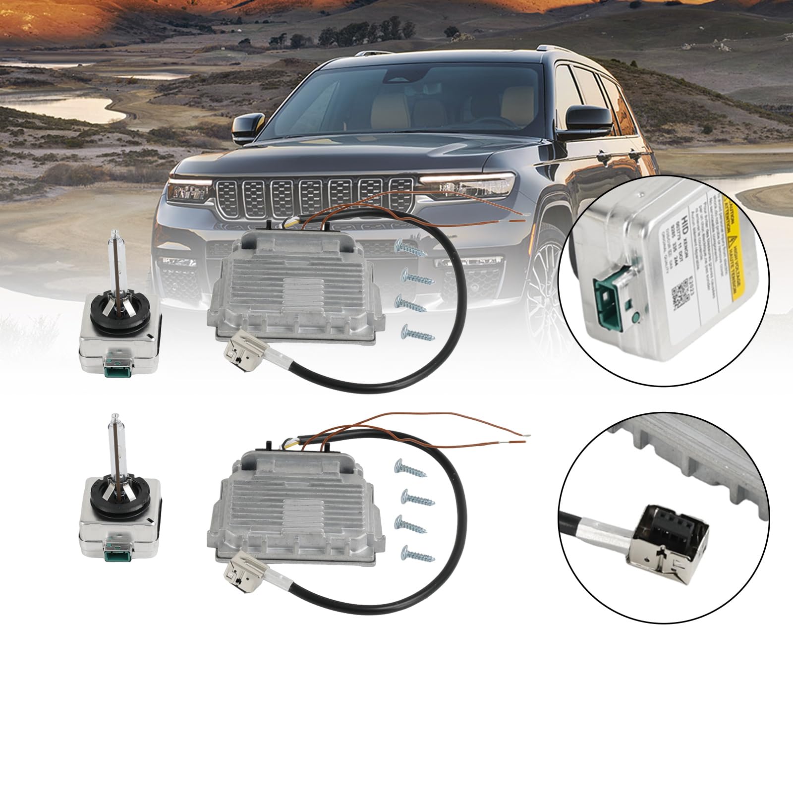 Topteng 2X Ballast & D3S Bulb Wire Kit Headlight Control Unit for Jeep Grand Cherokee 2014-2020 89089352, 68222897AA, L0000D3S 68222897AA