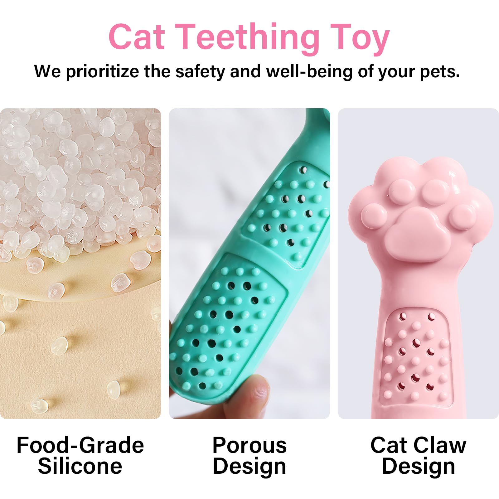 Mooipur Cat Paw Teething Toy - Food-Grade Silicone Chew & Treat Dispenser, Dental Care & Boredom Reliever for Kittens & Adult Cats (Pink, 1 PC)