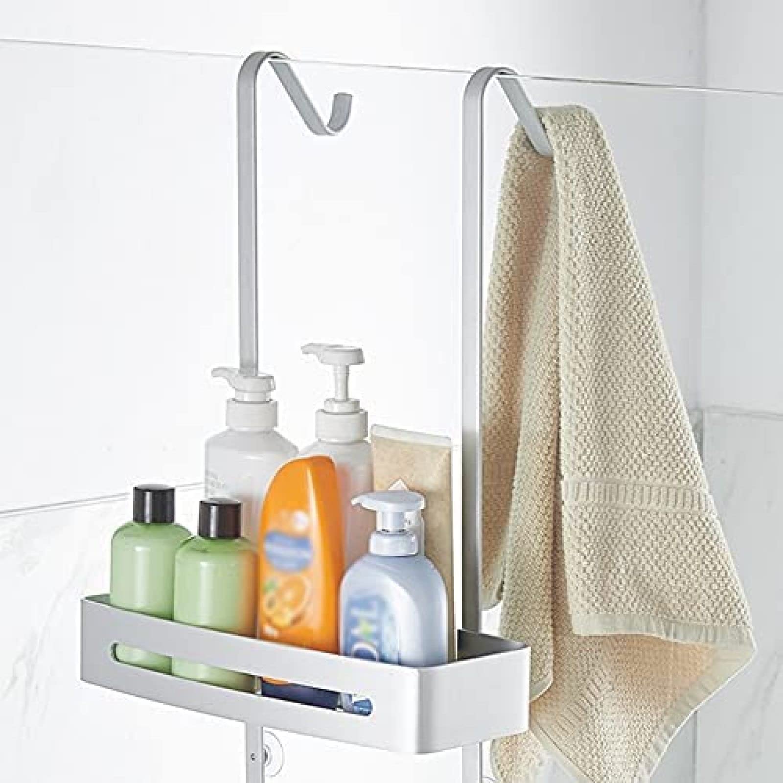 Portaoggetti Da Doccia Sopra La Porta, Antiruggine, Da Appendere, Organizer Per Doccia, Porta Doccia, Con Cestello Portaoggetti E 4 Ganci Per Shampoo, Bagnoschiuma, Sapone, Rasoio, Luffa, Salvaspa