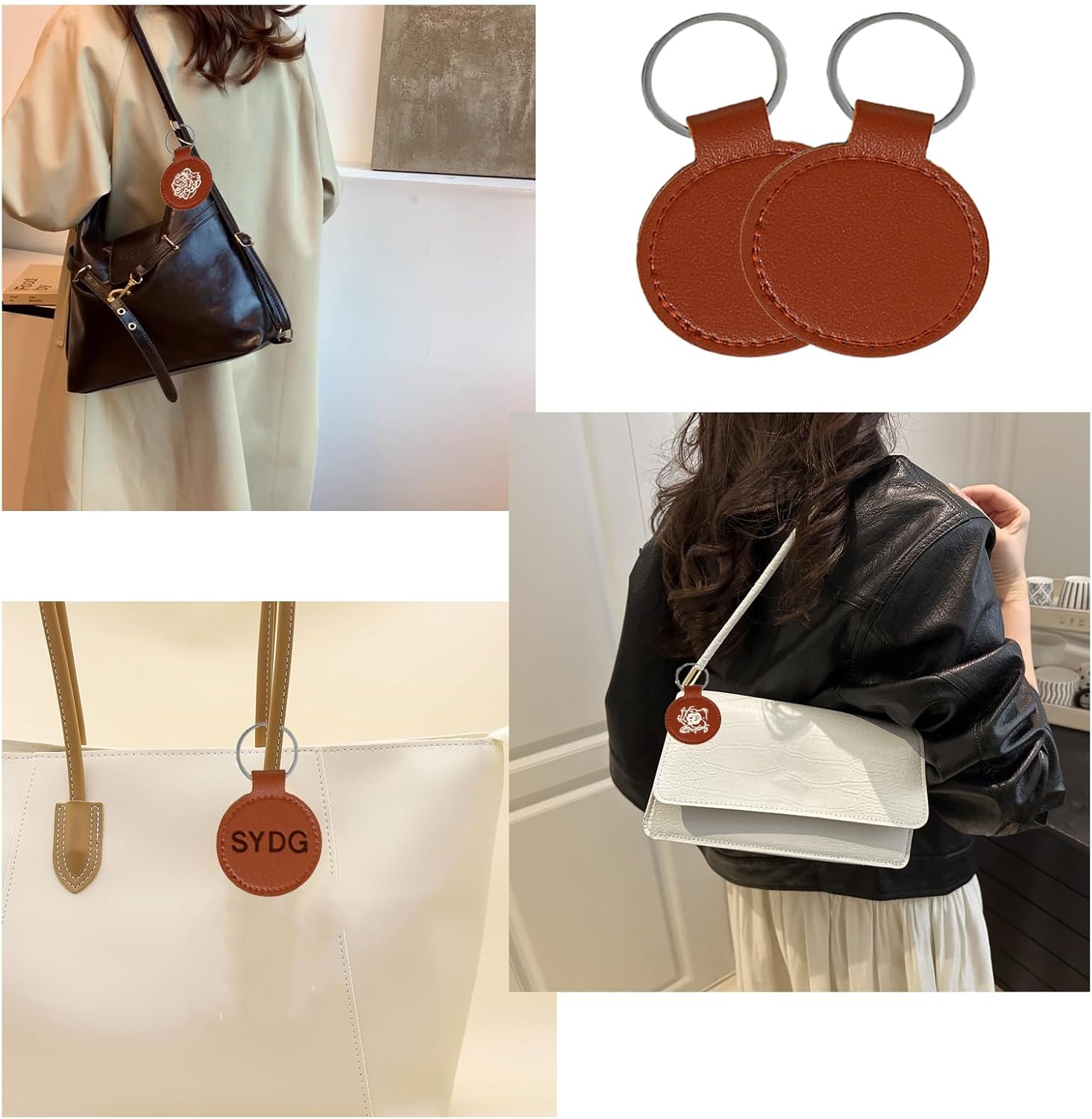 15 Pcs Leather Blank Keychains, Leather Key Fob Kit, Double Side Laser Engraving Key Chains, DIY Craft, UV-Printing Laser Engraving, DIY Making (Brown，Round) - Image 6