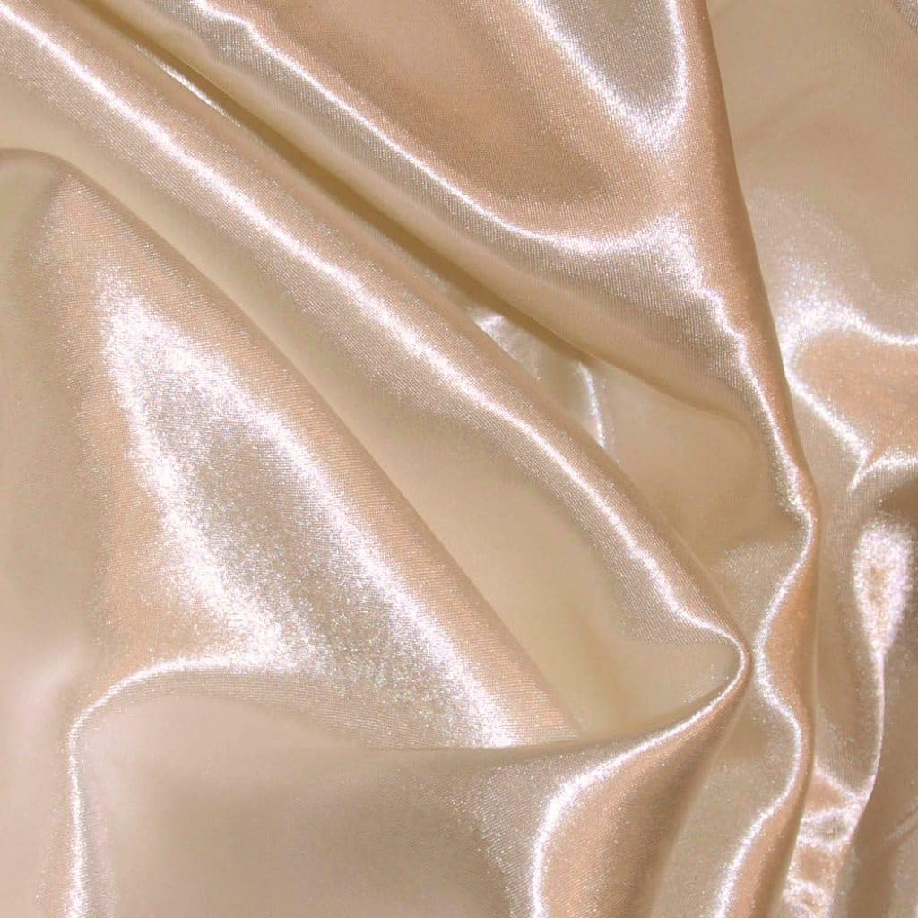 CQL Satin Fabric by the Metre – 60 Inch Wide Satin Roll for Wedding Dresses, Bespoke Tailoring & Decoration Projects – Soft, Smooth, Silk-Like Finish(Champagne,5 Metre)