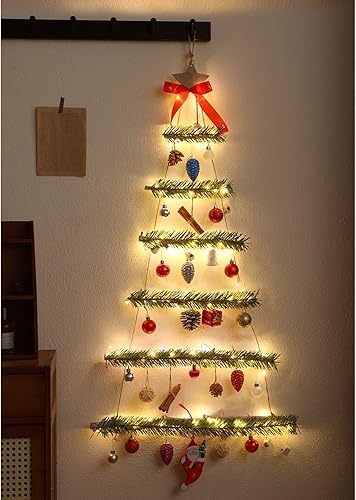 Miniatura 2 de Árbol de Navidad para pared con luces, árbol de Navidad montado en la pared con luces LED, árbol de Navidad de pared de madera, decoración colgante