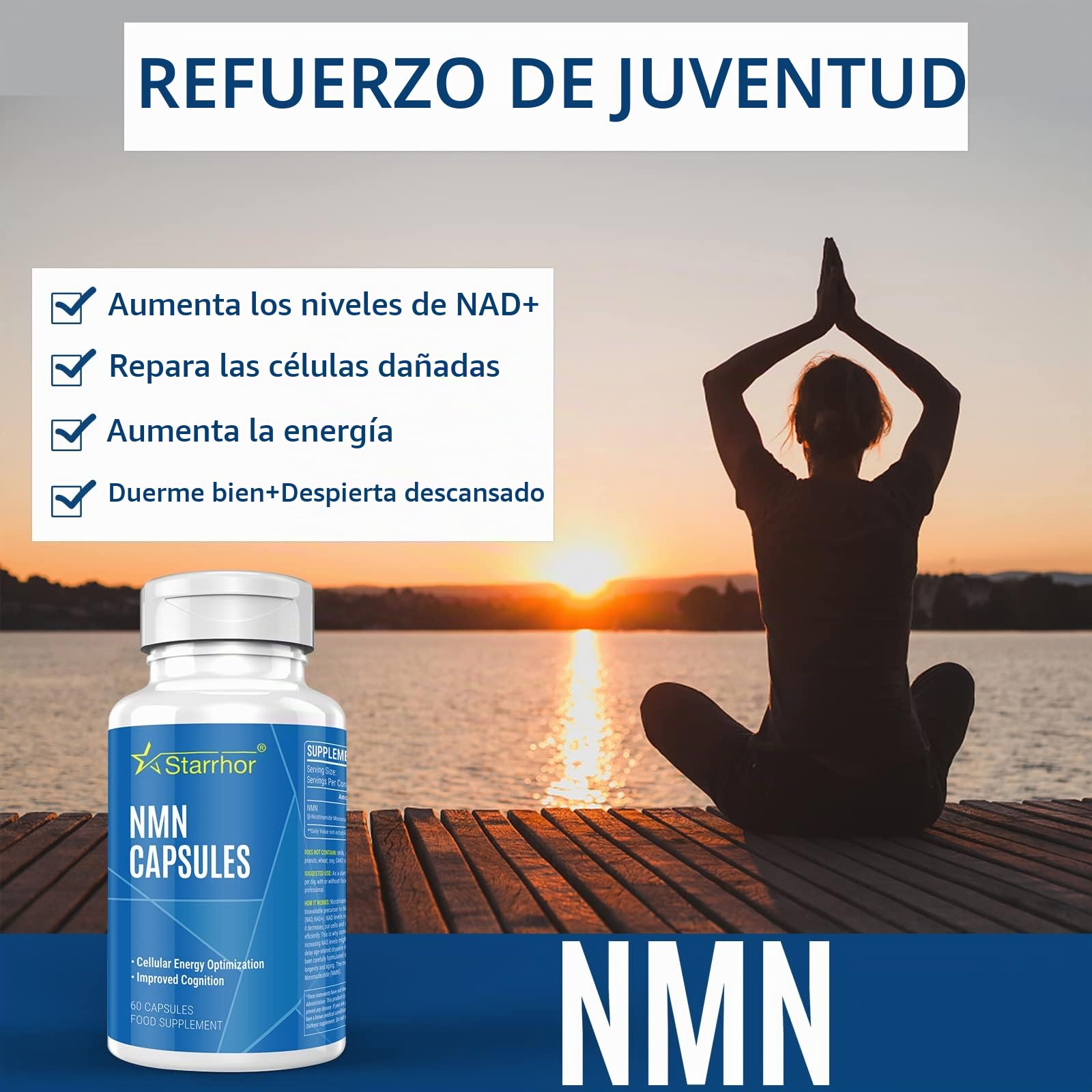 500 mg Máxima Pureza NAD Cápsulas Mejor Absorción y Aumento de Niveles de NAD+ (60 unidad (Paquete de 2))