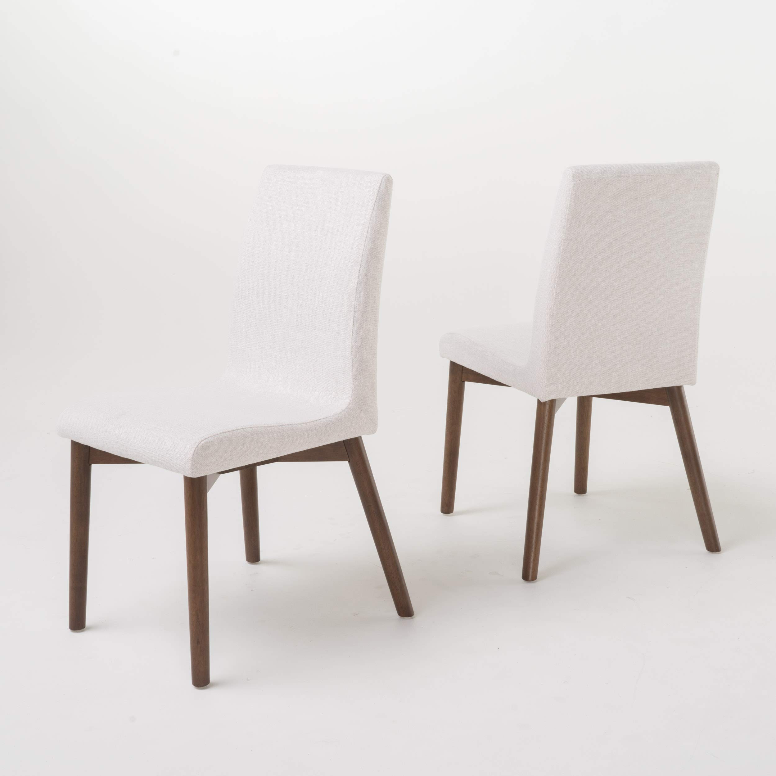  Home Orrin Fabric / Walnut Dining Chairs, 2-Pcs Set, Light Beige / Walnut Finish