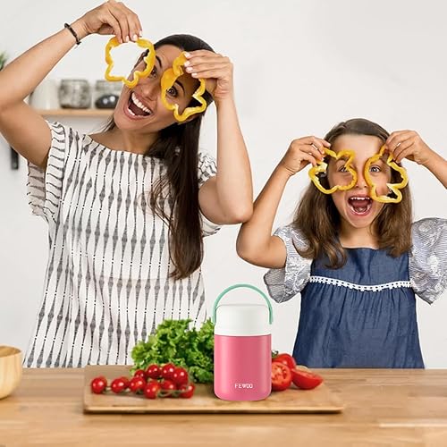 Miniatura 5 de FEWOO Termos de comida, contenedor aislado de 20 onzas para almuerzo y sopa para alimentos fríos y calientes, para niños y adultos, tarro de