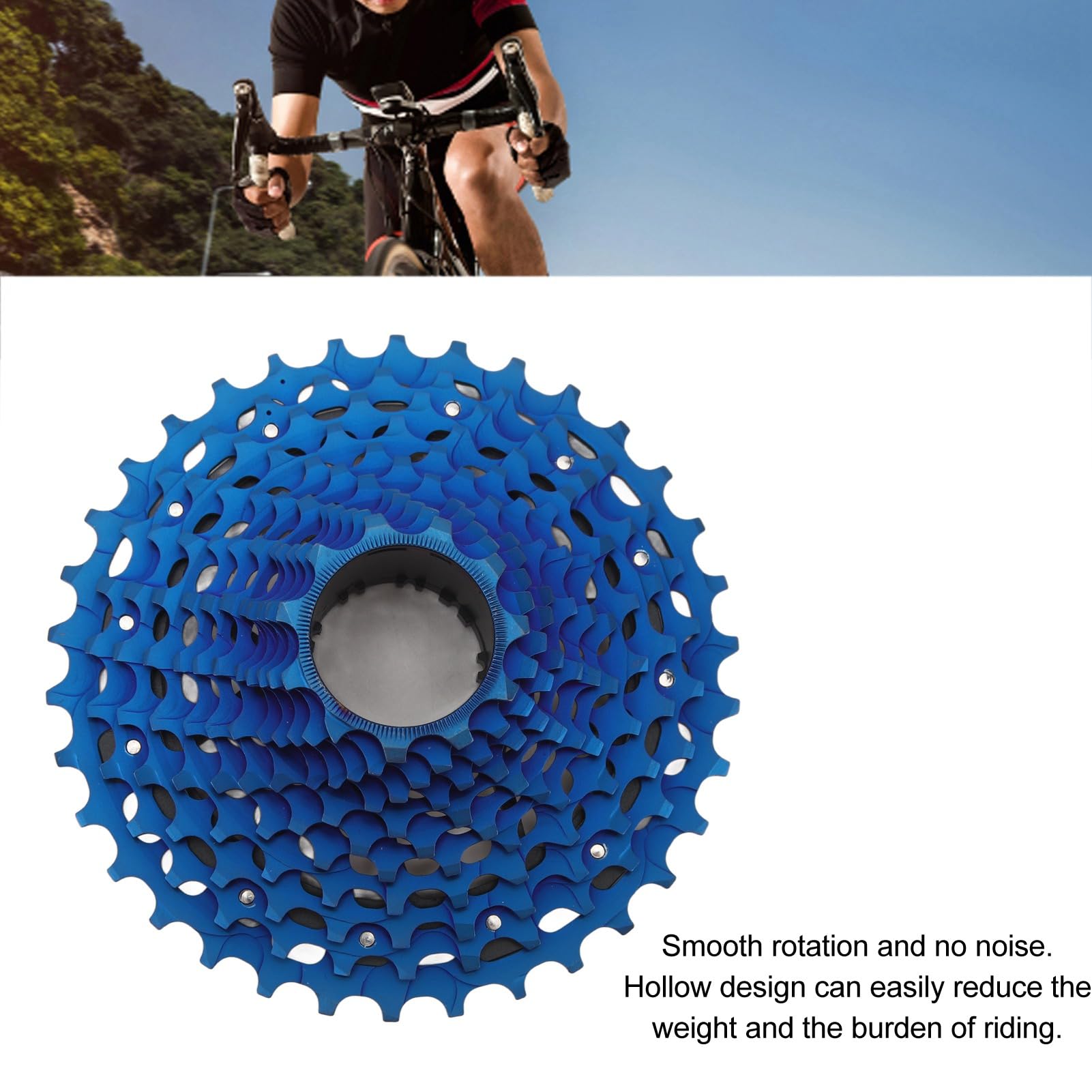 Cosiki Casete de 12 Velocidades, Casete de Bicicleta de Diseño Hueco de Acero de Alta Resistencia Silencioso para Reemplazo