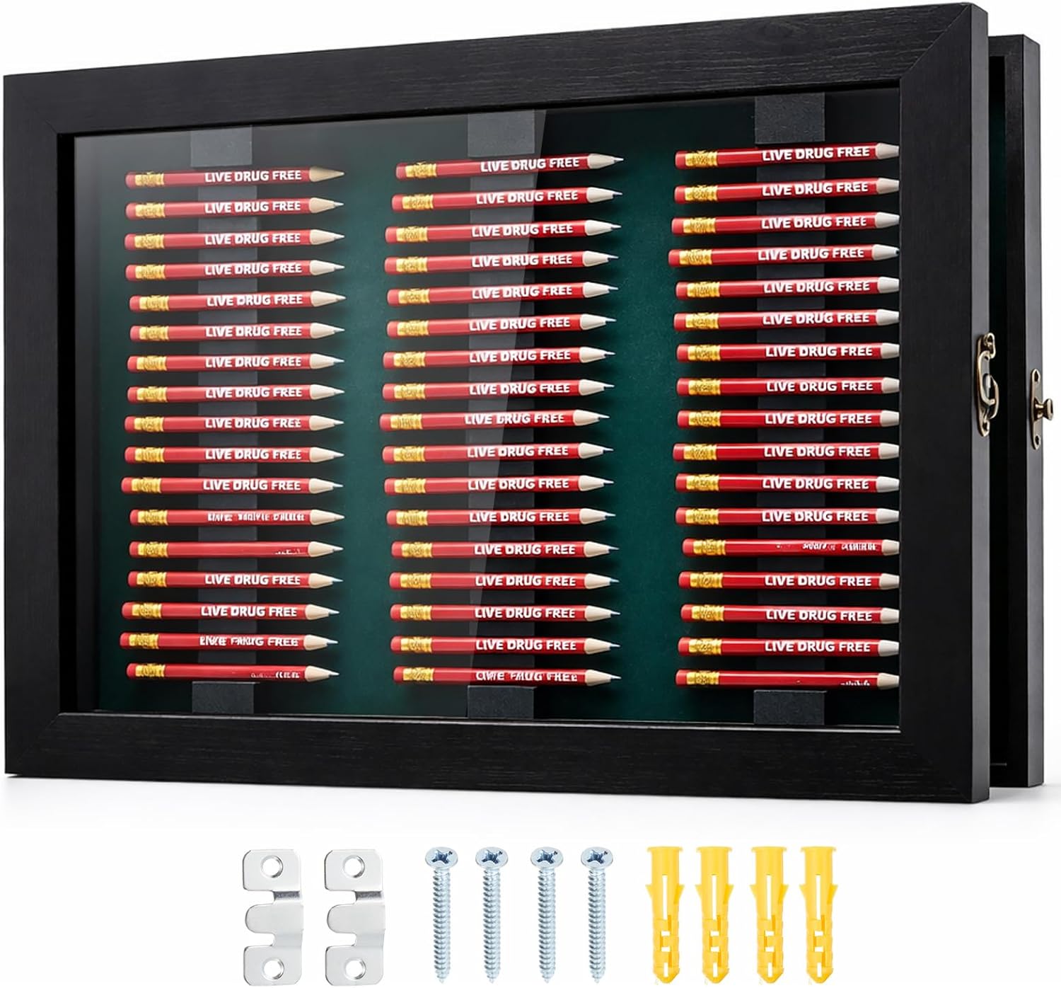 Golf Pencil Display Case Holds 51 Round or Hexagonal Pencils Wood Wall Mount or Desktop Holder with Clear Acrylic Cover Golf Gift for Home Office Decor Collectibles