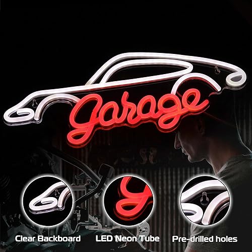 Miniatura 4 de Kavaas Letrero de neón de garaje, letrero LED de garaje para decoración de habitación de automóvil, letrero de neón para decoración de garaje,