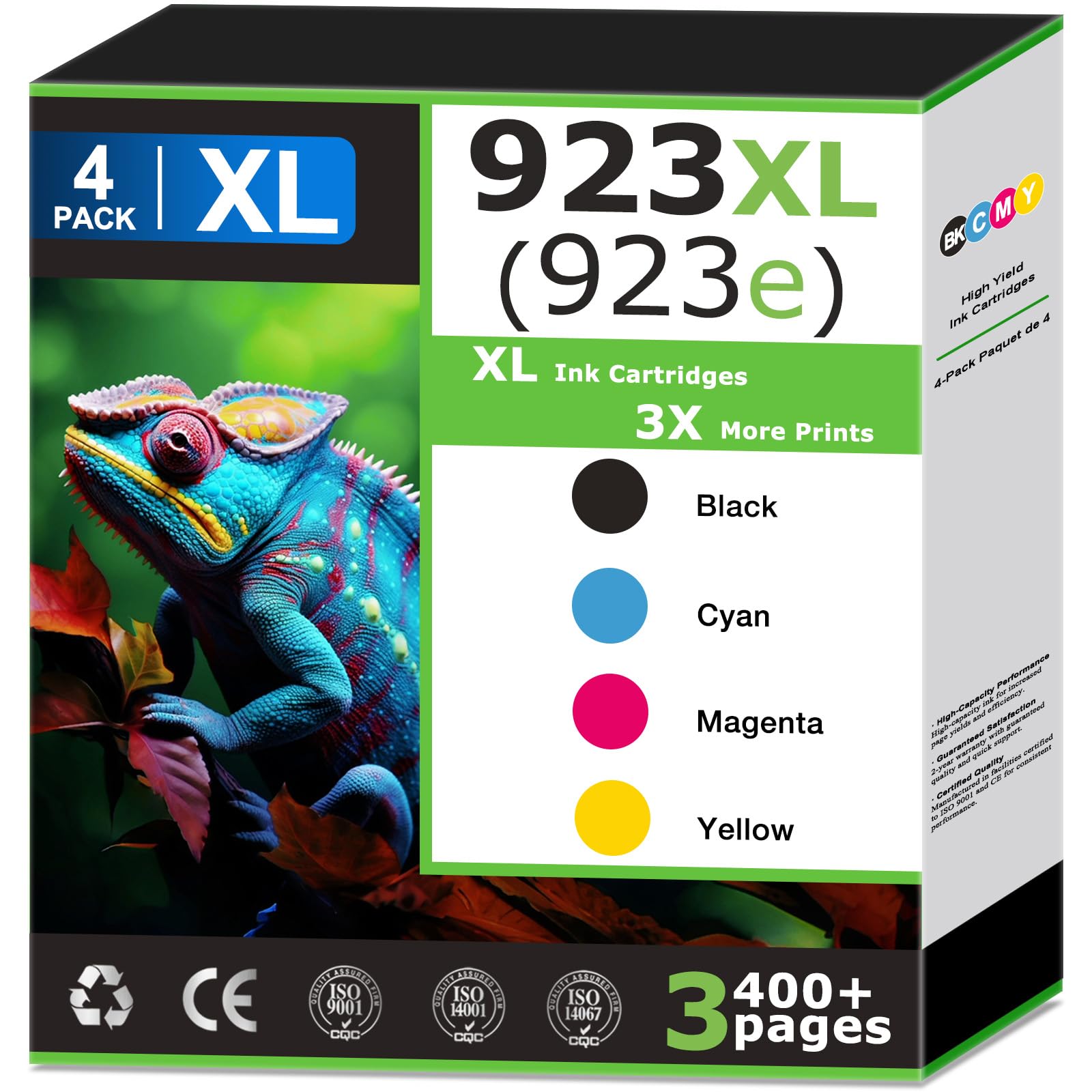 Photo 1 of 923e 923XL Ink Cartridges Replacement for HP 923e Ink Cartridges Combo Pack, Compatible with HP Printer OfficeJet Pro 8125e 8130e 9120e 9125e, 923 Black and 923 Colors, Updated with V19.8.1 (4 Pack)
