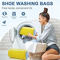 Vista 6 de Shoe Washing Machine Bag,Shoe Laundry Bags for Sneakers, Reusable Shoe Cleaning Bag for All Shoe Sizes Amarillo
