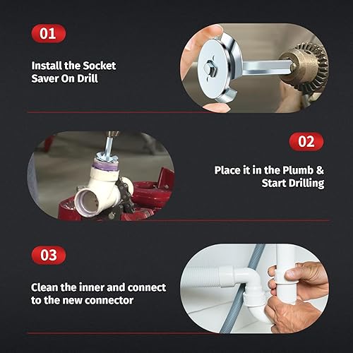 Miniatura 6 de Dreyoo Juego de 5 protectores de enchufes de PVC con cabezal de 12 pulgadas, 34 pulgadas, 1-12 pulgadas, 2 pulgadas, 3 pulgadas, cortador escariador