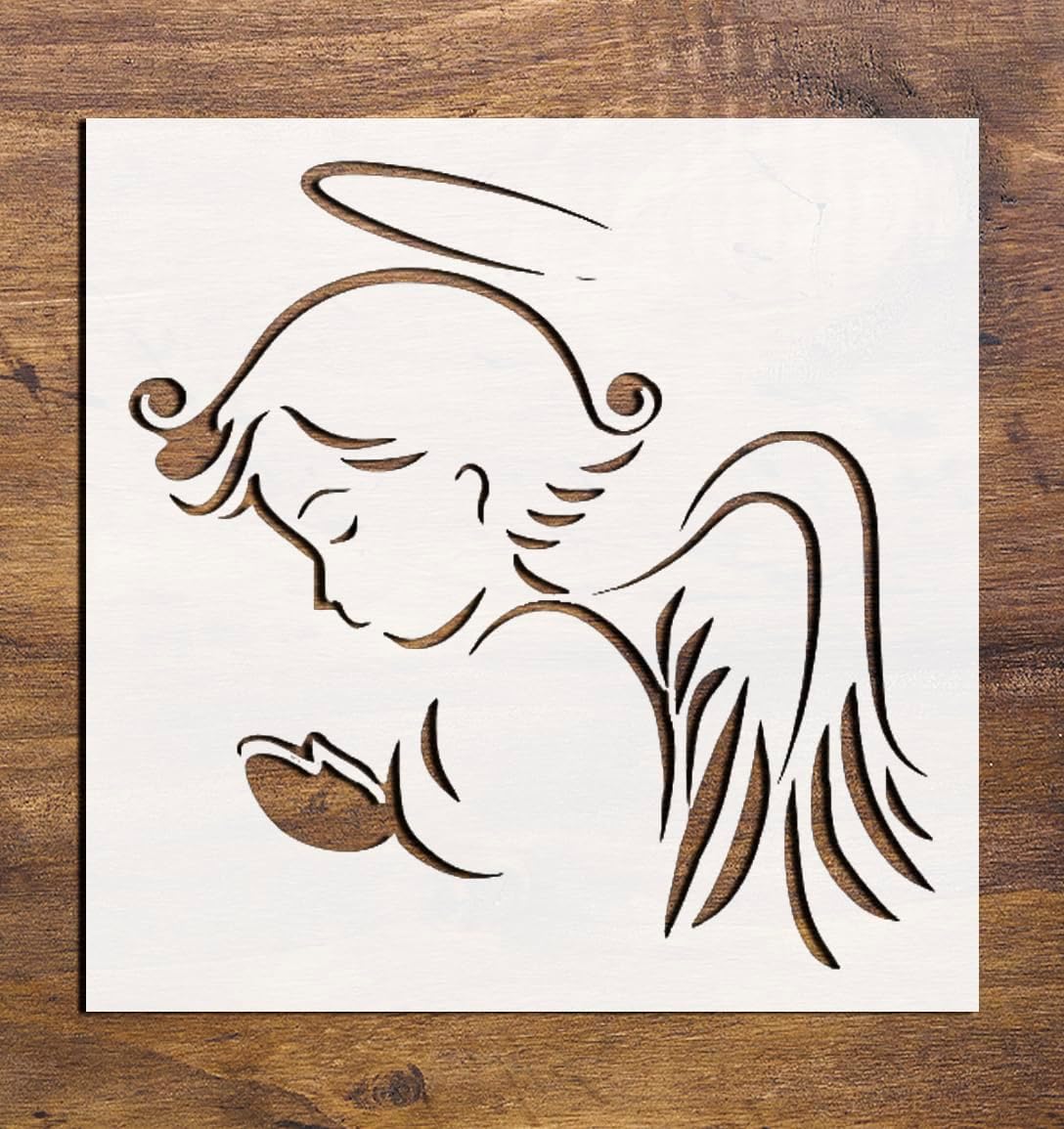 Angel Logo Stencil – 5.5" x 5.5" Reusable Plastic Template for Airbrush, Painting, Drawing, Scrapbooking & DIY Crafts