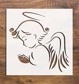 Angel Logo Stencil – 5.5" x 5.5" Reusable Plastic Template for Airbrush, Painting, Drawing, Scrapbooking & DIY Crafts