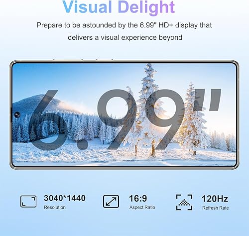 Miniatura 3 de I25 Ultra 5G - Teléfono inteligente desbloqueado, 12 GB+512 GB para Android 14, teléfono celular desbloqueado de 6.99 pulgadas, 7000 mAh, 68 MP+108