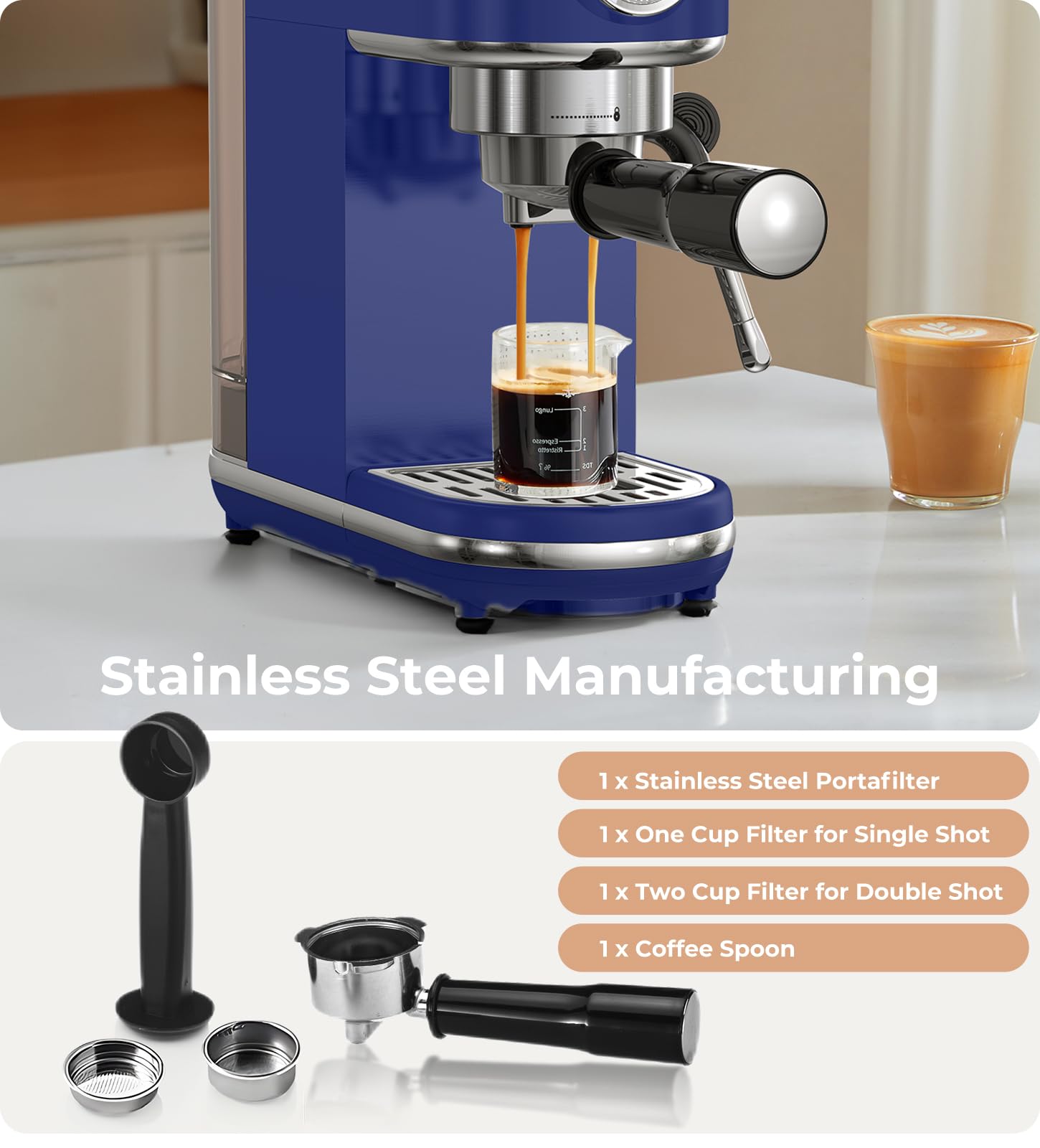 atatix 20 Bar Espresso Machine with Milk Frother, Compact Espresso Maker view 7