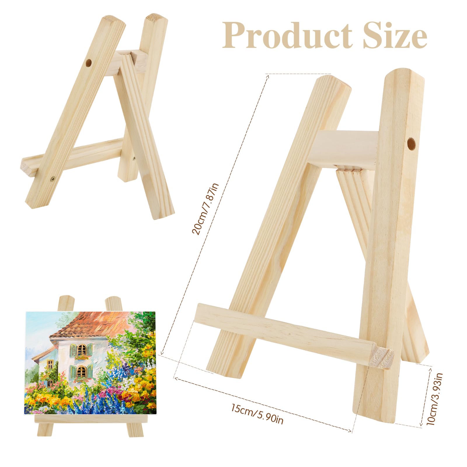 Cavalletto Da Tavolo In Legno - 4 Pezzi, 15x20 Cm, Pieghevole, Per Dipinti, Foto E Decorazioni - Foto 9