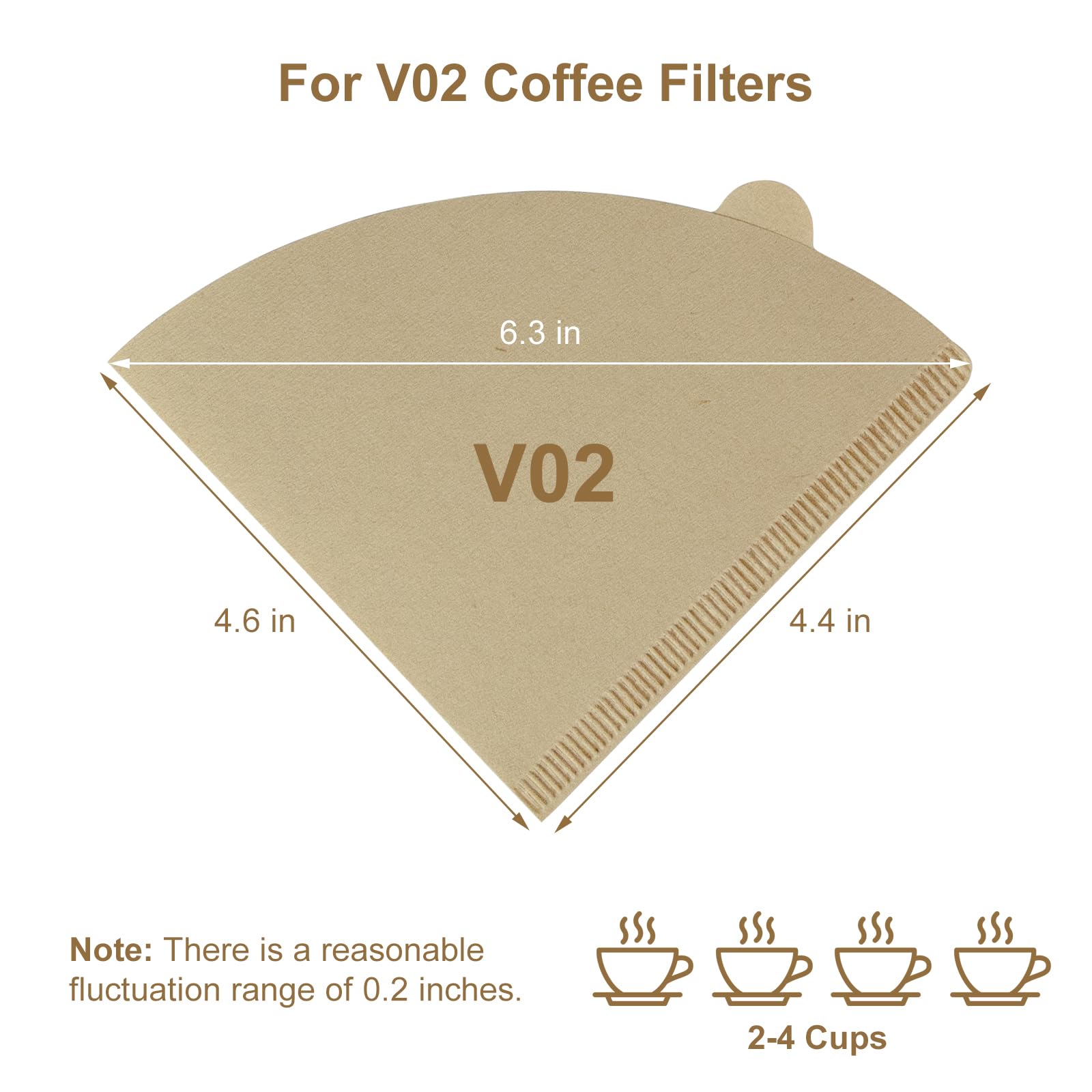 Coffee Filters, Unbleached Disposable Paper Cone Filter, Size 02, for Pour Over and Drip Coffee Maker (2-4 Cup) (40)