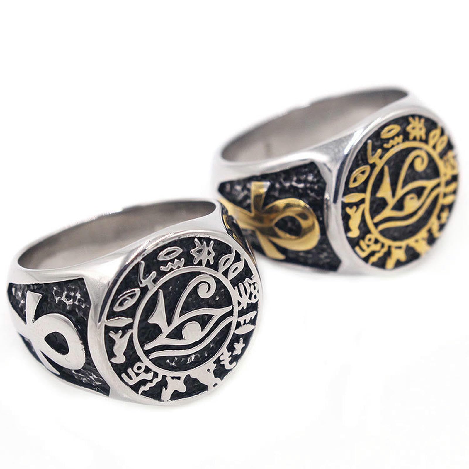 Titanstahlauge des Horus-Rings für Männer, Vintage-Edelstahlband, geheimnisvoller ägyptischer Stil, Schmuckgeschenk