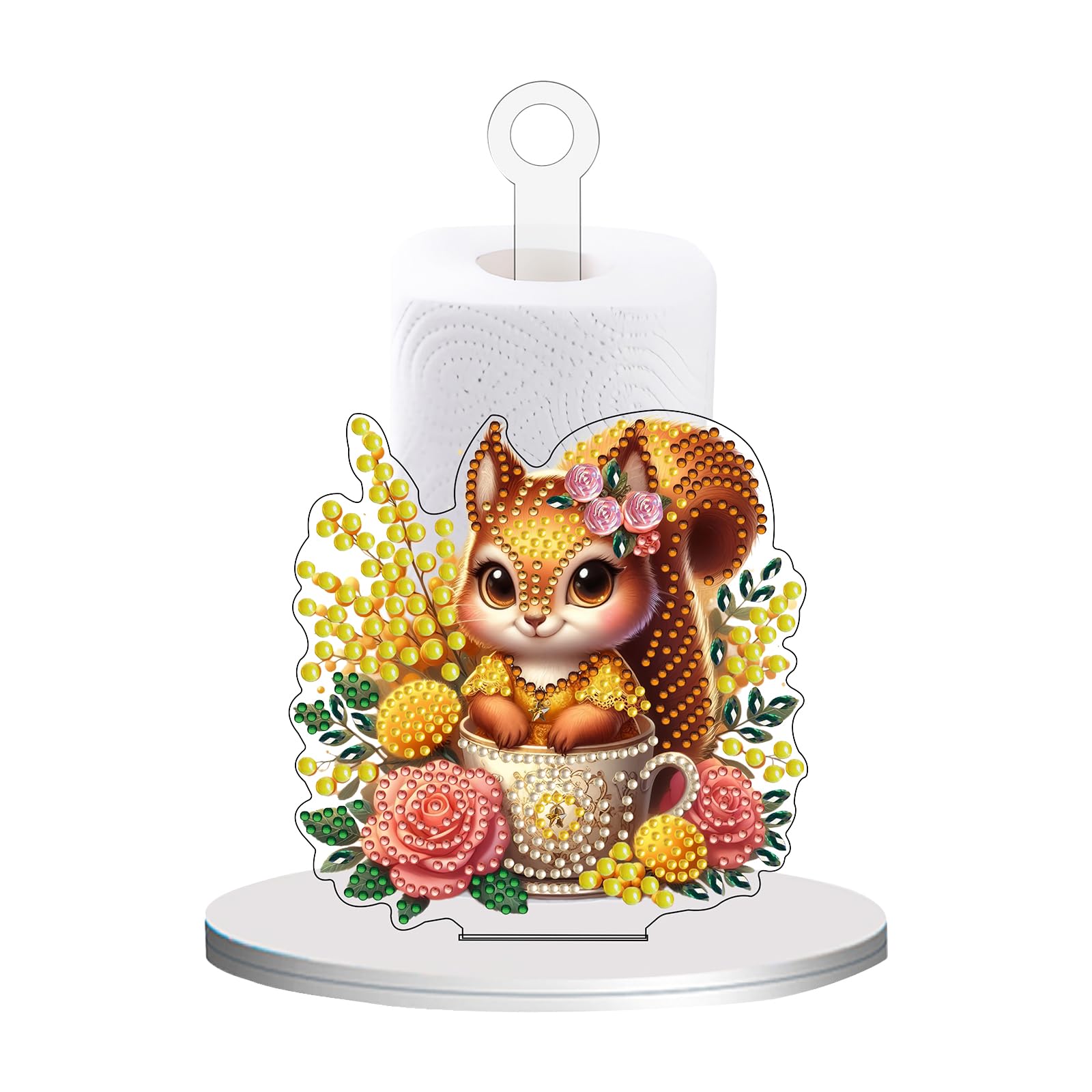 POETRYDRAW Squirrel Cup Resin Diamond Art Tissue Holder 10.24x5.12 Inch
