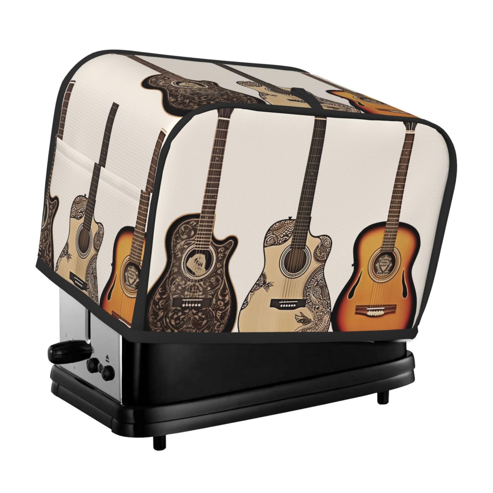 Fodpand Black Toaster Covers 2 Slice Guitar Bread Machine Cover Quilted Toaster Dustproof Cover Washable Appliance Cover Bread Maker Protective For Kitchen Small Appliance