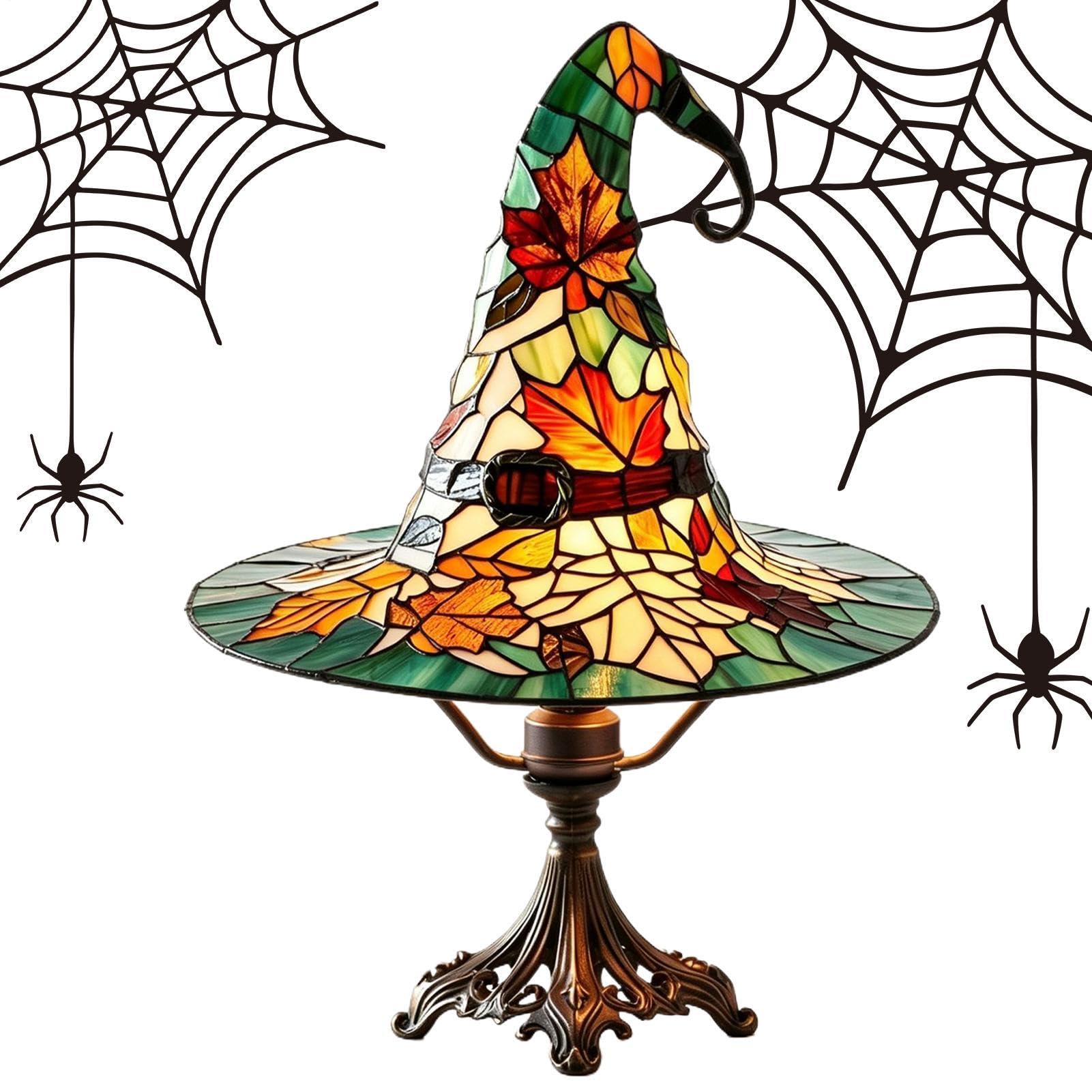 Caowzz Stained Glass Witches Hat Lamp, Halloween Witch Hat Lamp