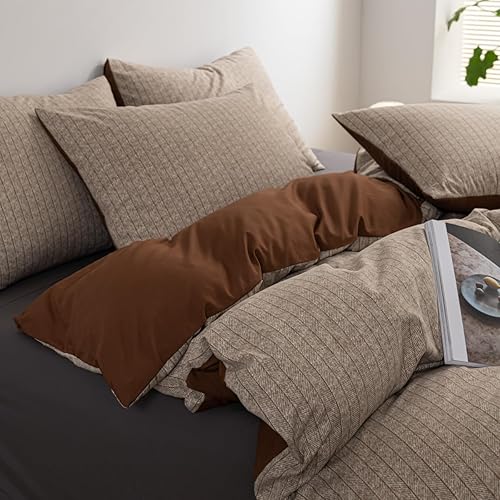 Miniatura 3 de Funda de edredón tamaño Queen, juego de ropa de cama a rayas de 3 piezas, 100% microfibra de lujo, suave, 1 funda de edredón de 90 x 90 pulgadas y 2