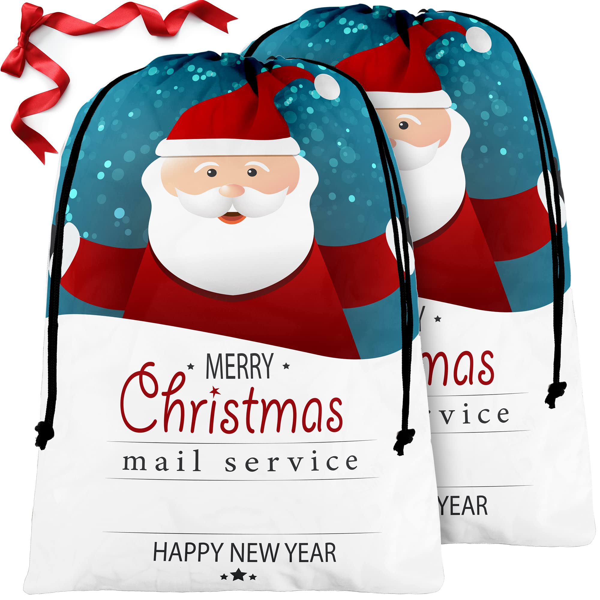 BeeGreen Santa Claus Large Christmas Gift Bags Santa Sack Drawstring Gift Bags 2 Pack Large 27.6“ x 42“, Giant Reusable Gift Bag for Holiday Presents Birthday Gift Party Favor Wrapping Candy Bag
