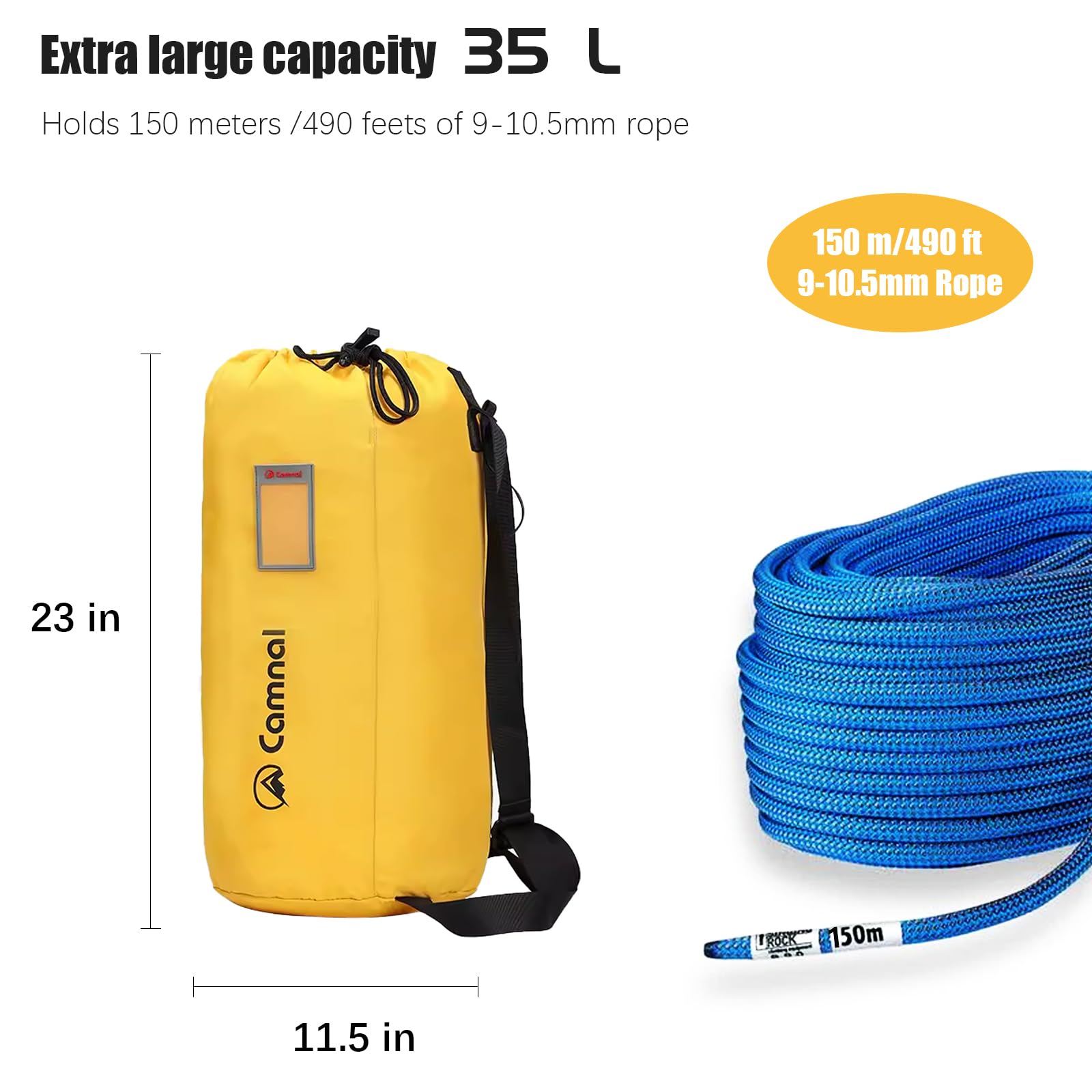 Seiltasche mit großer Kapazität, Kletterseiltasche, Kletterrucksack, wasserdicht, faltbar, Schulterrucksack mit Dichtigkeit und Tragegurten, Kletterausrüstungstasche (152 m)