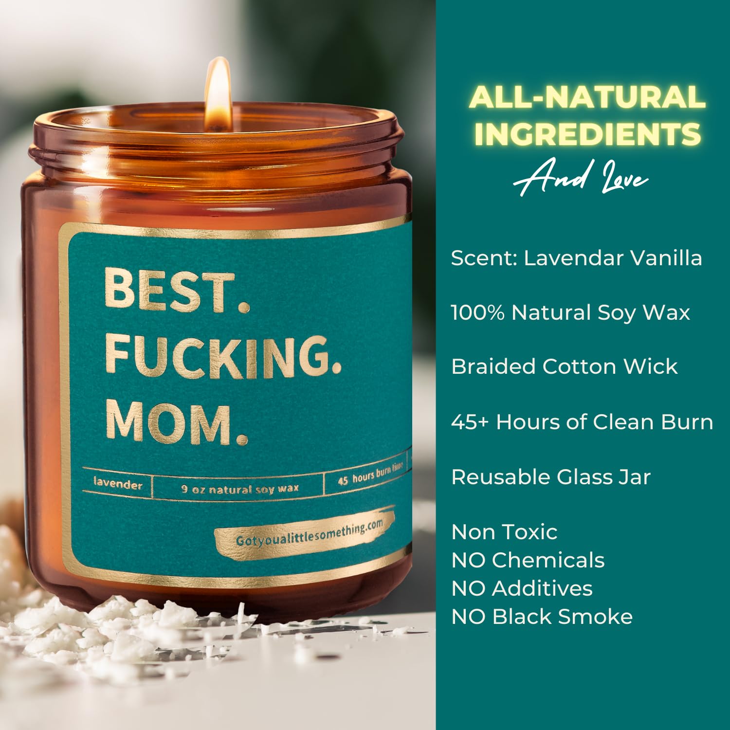 Got you a little something 'Best Mom Ever' świeca zapachowa lawenda; 255 ml, zabawny nieodpowiedni pomysł na prezent dla fajnych mam od córki syna dzieci syna ulubionego dziecka