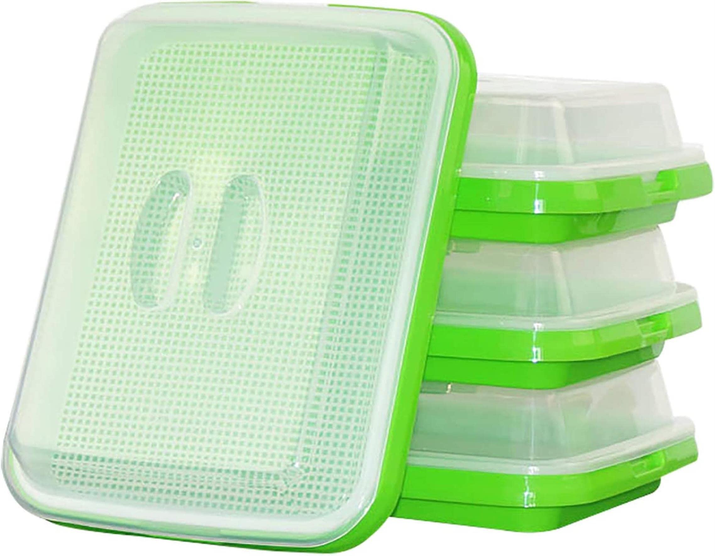 Bandeja De Germinación De Semillas De 4 Piezas, Bandeja De Germinación De Brotes De Soja, Kit De Germinación Cubierto, para La Germinación De Semillas Súper Pequeños Agujeros