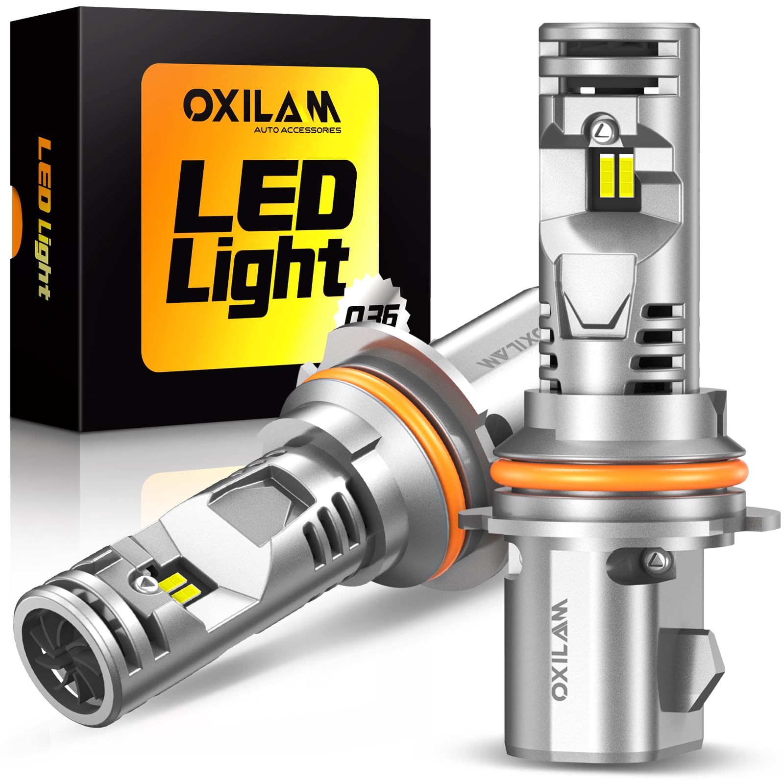 OXILAM 9007 LED Bulbs, 1000% Brighter Ultra-Bright, 3 Min Quick Install Wireless, 20 Years Lifespan, No Flicker, 99% Compatibility, Pack of 2