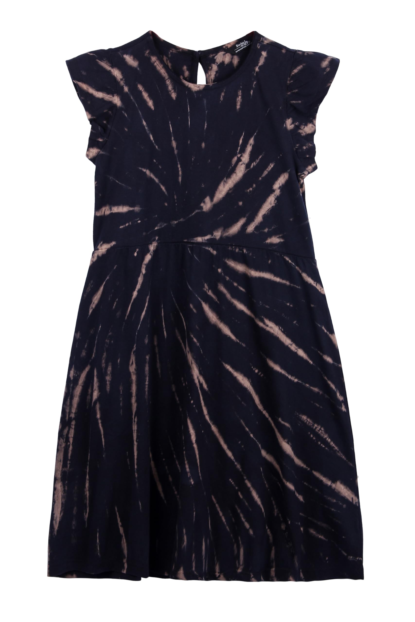 Stories.Label Girl's Tie Dye Cotton Printed T-Shirts Dress in Half Sleeves and Regular Fit