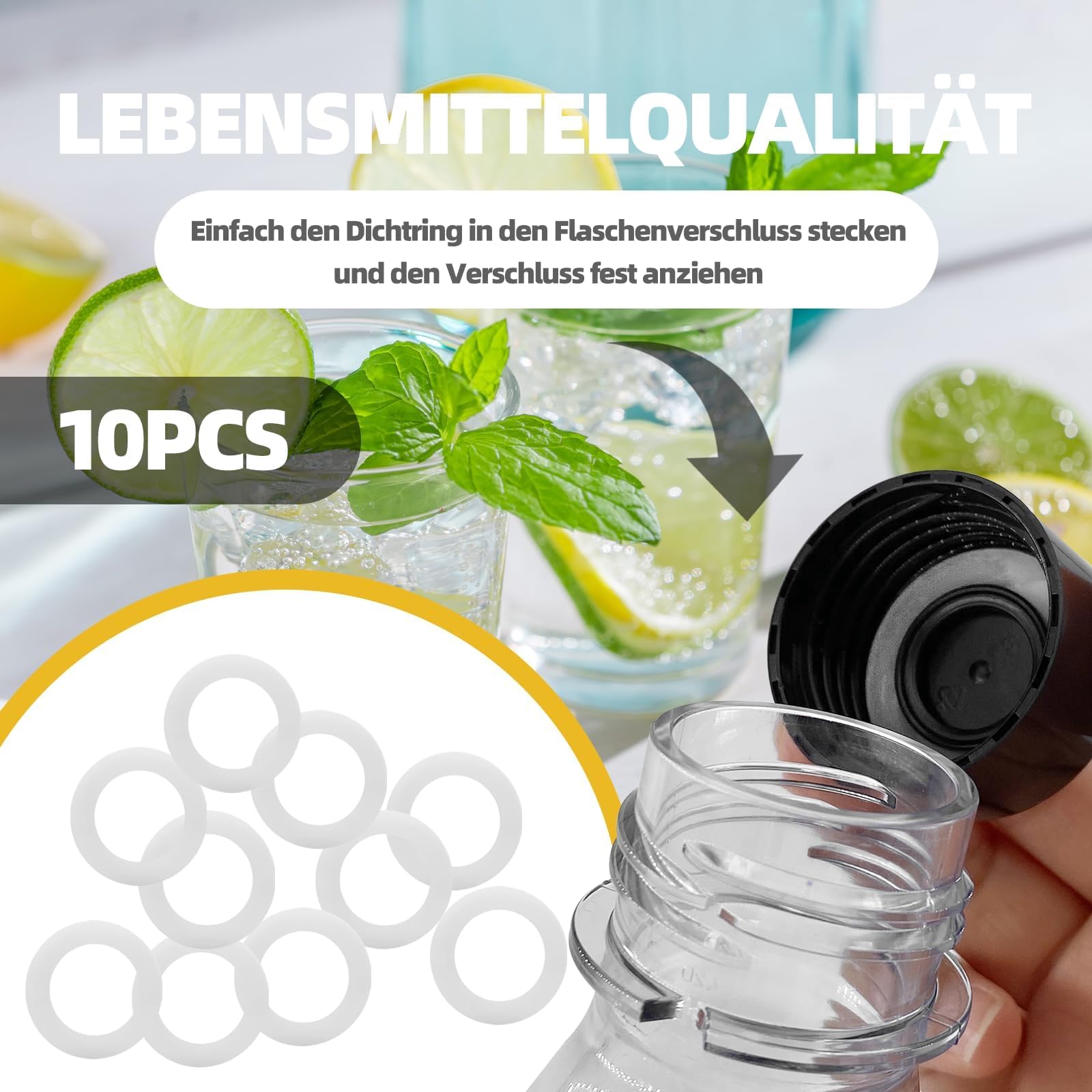Uszczelka O-Ring Do Butelek PET Kompatybilna Z Sodastream D57 - Zamiennik Dla Uszczelki Pokrywy, Optymalizujący Wydajność Twojego Sprzętu Do Gazowania Wody(10 sztuk)