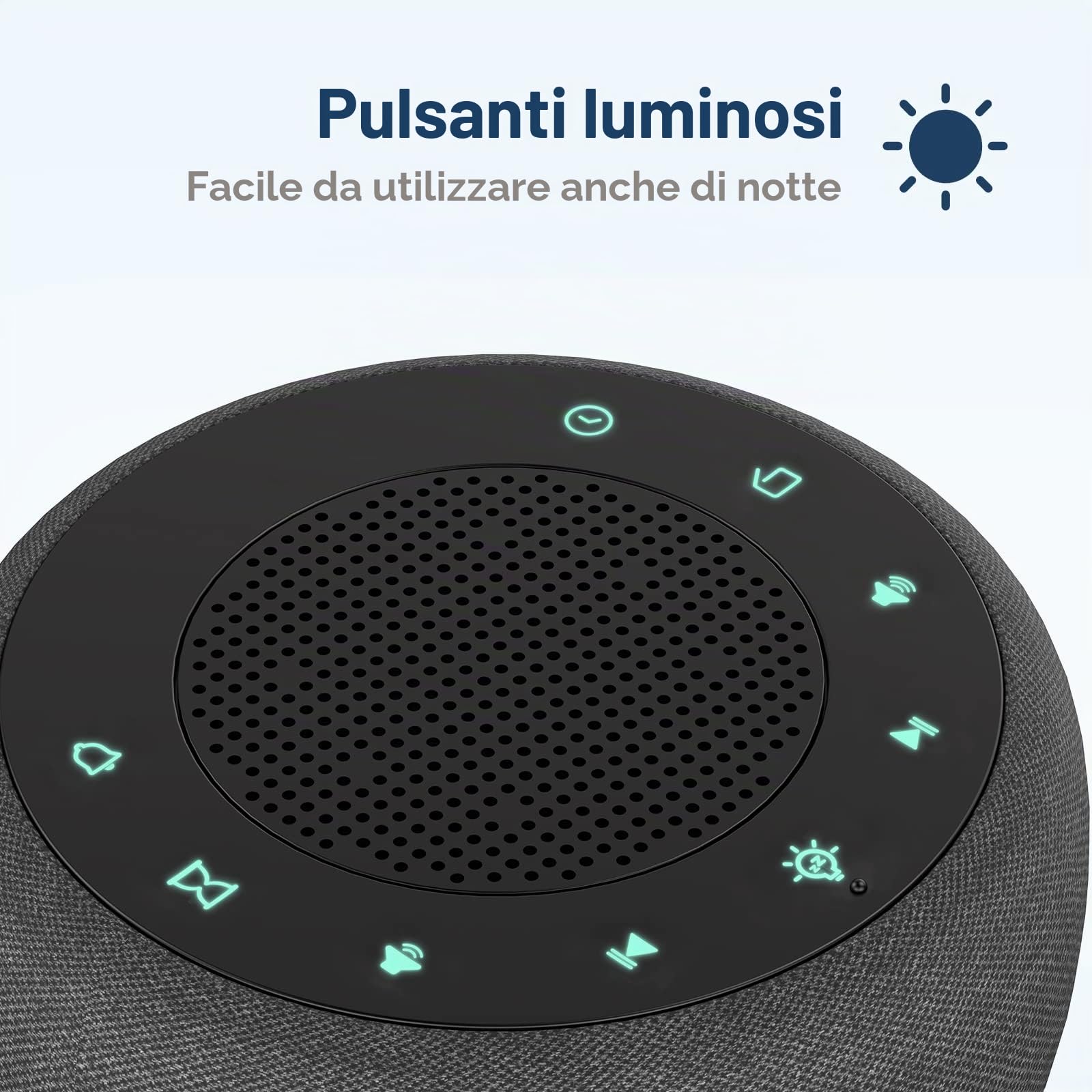 Buffbee Radiosveglia digitale per camera da letto – Luce notturna a 7 colori, qualità del suono ad alta fedeltà con altoparlante rivolto verso l'alto, 4 suoni, display Full Range Dimmer per comodino