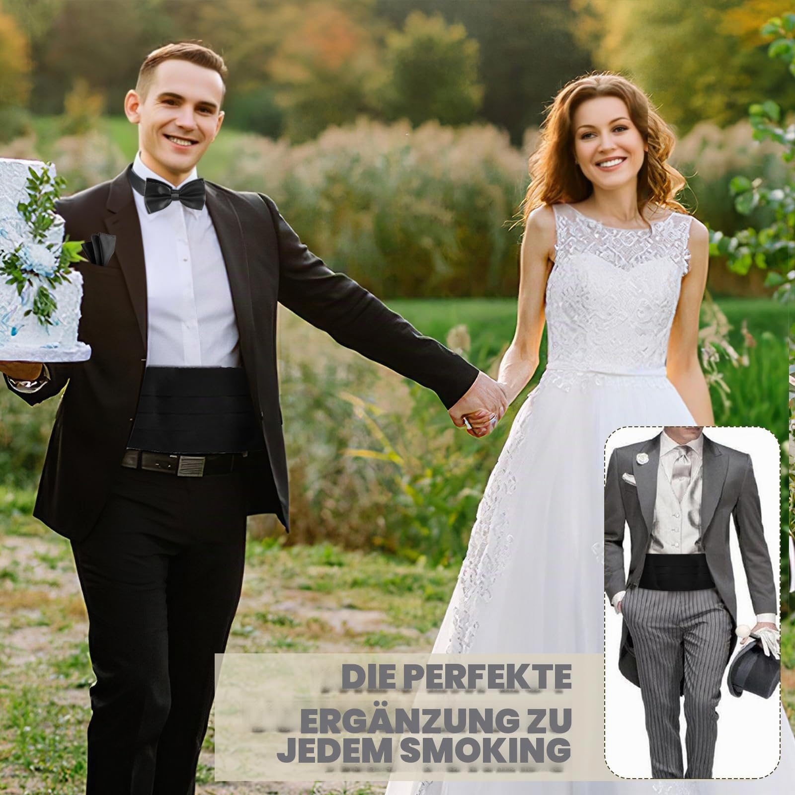 Kummerbund Schwarz Satin Kummerbund Herren für Satin Hemd Herren Formelle Veranstaltungen Breit Halloween Verstellbar Kummerbunde mit Gummiband für Hochzeit Abschlussbälle