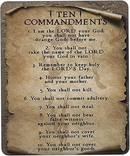 Alfombrilla de mouse vintage con versículo bíblico de 10 mandamientos, resistente al agua, con borde cosido, alfombrilla de mouse de computadora de disponible en Yaxa Guatemala