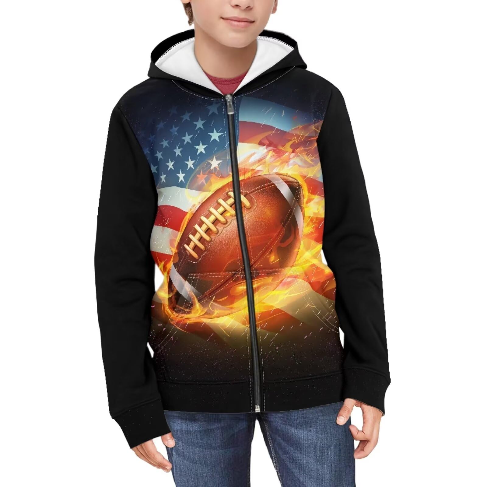 Suobstales Kids Soft Zip-Up Hoodie for Boys 6-16 Years Hooded Sweatshirt Fall Cardigan Jacket with Pockets