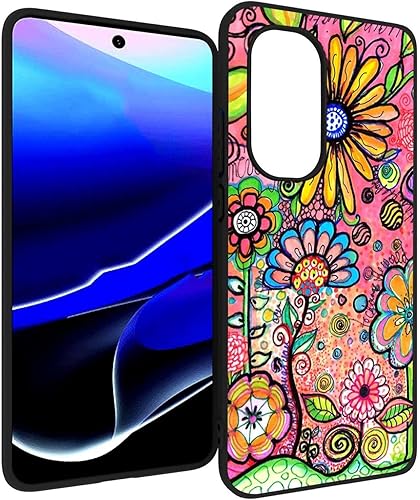 Compatible con Motorola Moto Edge 2022, funda de flores psicodélicas, diseño de pintura colorida hippie Indie Foral para Moto Case para niños, niñas