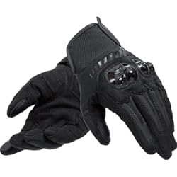 Dainese - Mig 3 Air Tex Gloves, Guantes Moto Hombre de Cuero, Sensor de Pantalla Táctil, Touchscreen, Palma Reforzada y Protectores de Nudillos, Elásticos y Transpirables, Negro
