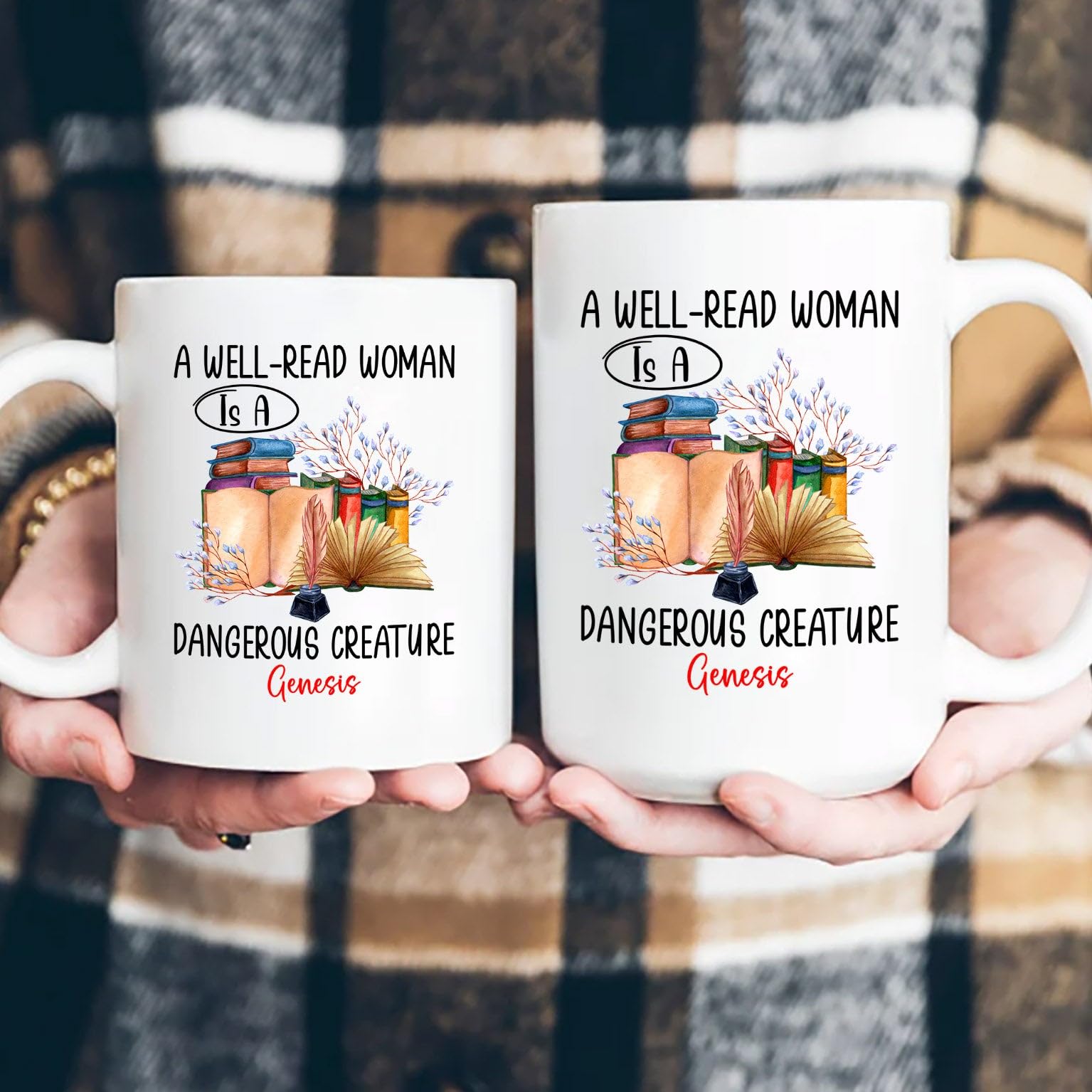 D95COCC - Taza de café A Well Read Women Is A Dangerous Creature, 325 ml, regalo para