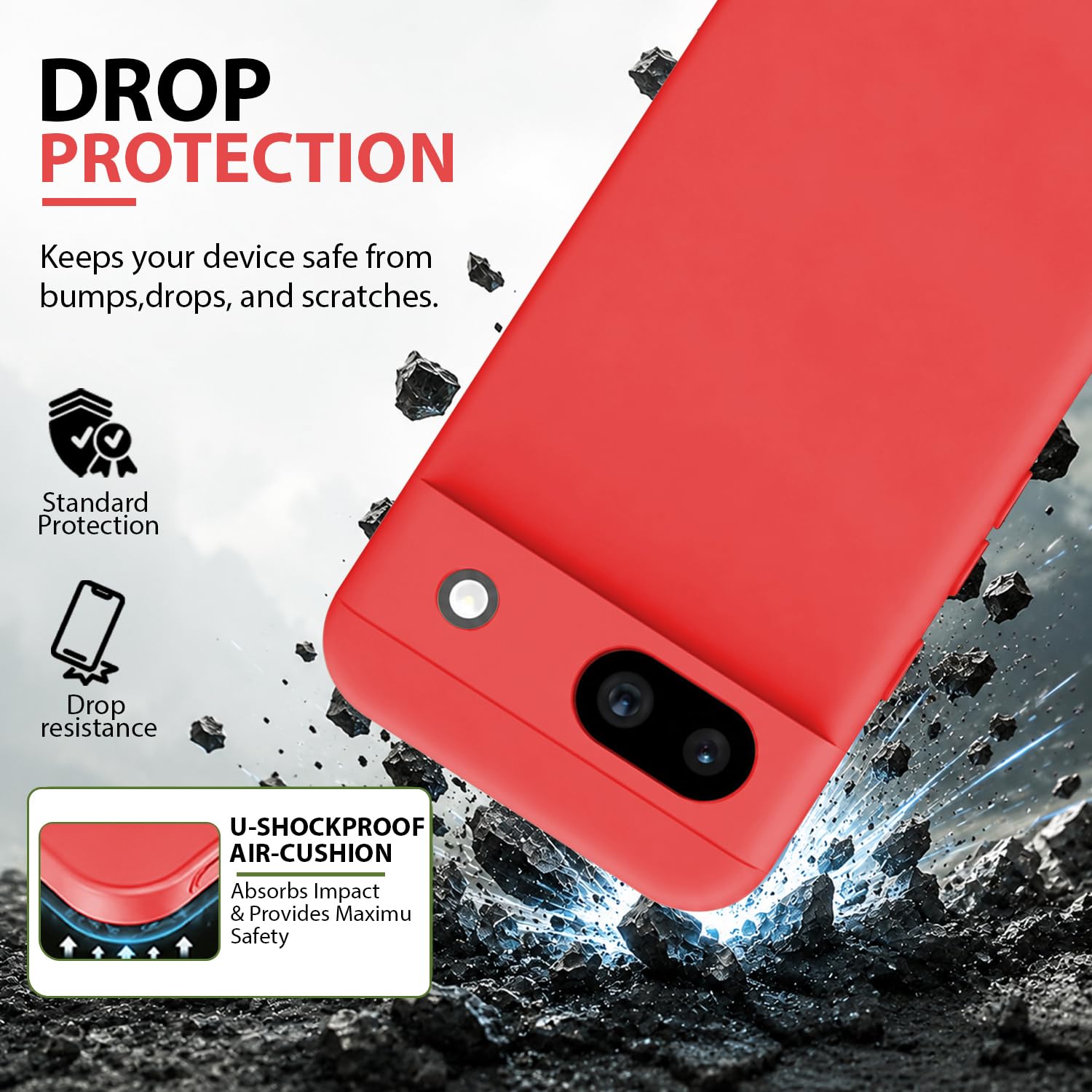Pixel 8A Silicone Case - Red by KACA -2 Pixel 8A Silicone Case - Red by KACA -2